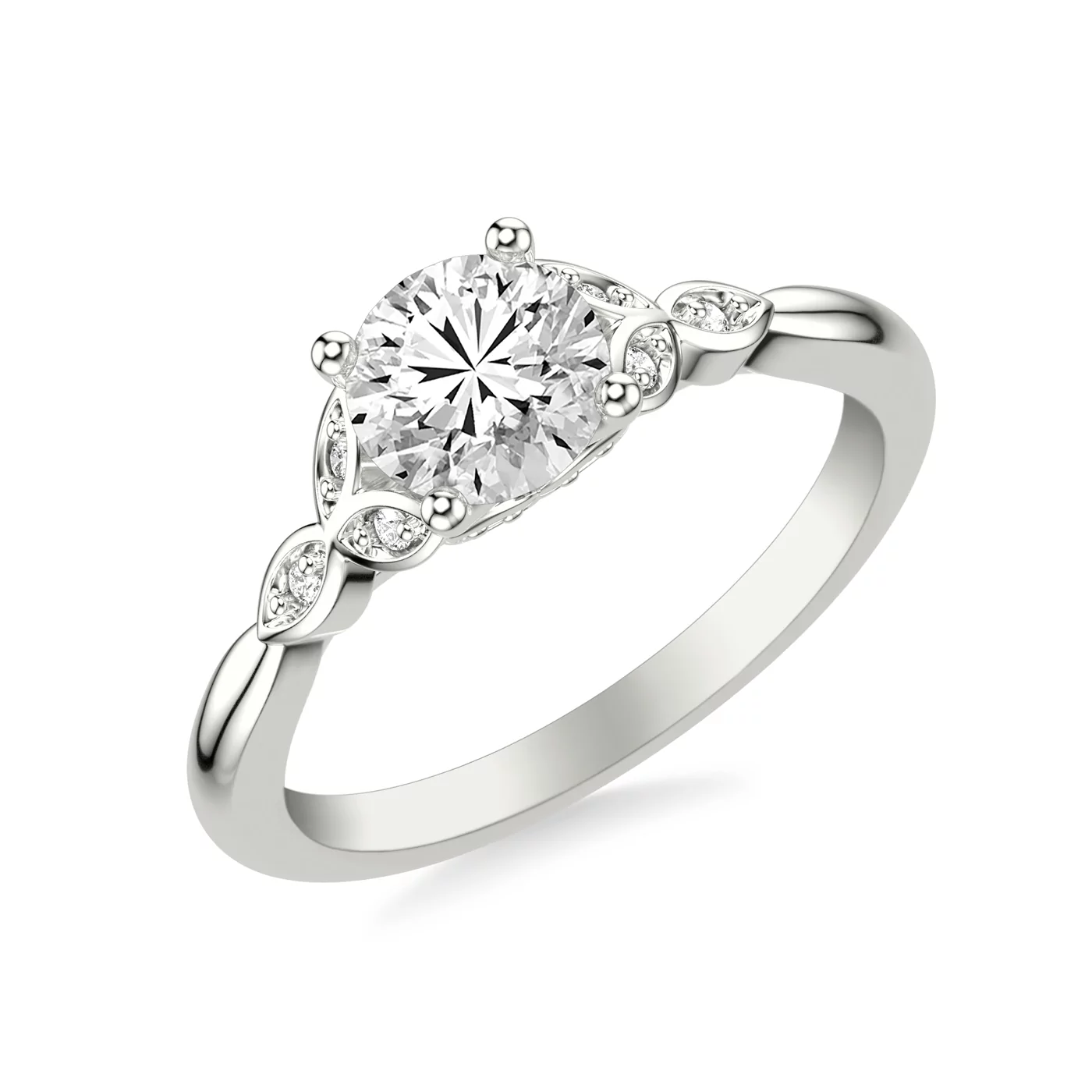 Brilliant Side Accents Platinum Engagement Ring