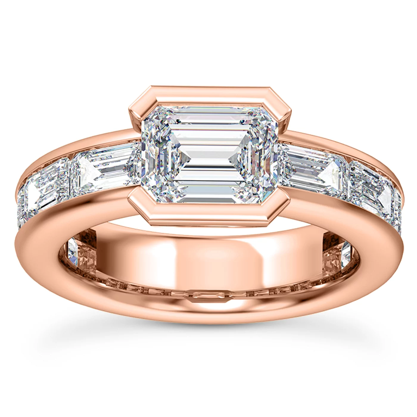 Emerald-Cut Sophistication 14K Rose Gold Engagement Ring