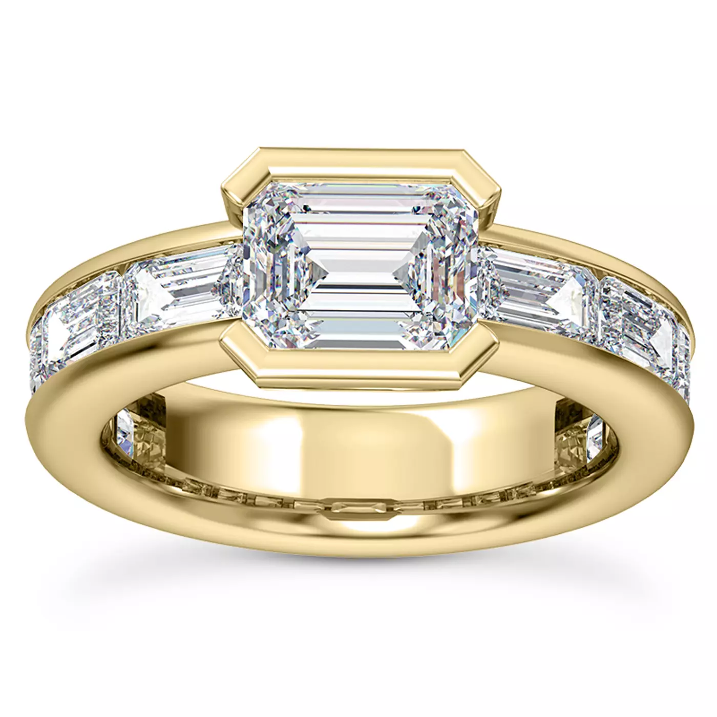 Emerald-Cut Sophistication 14K Yellow Gold Engagement Ring