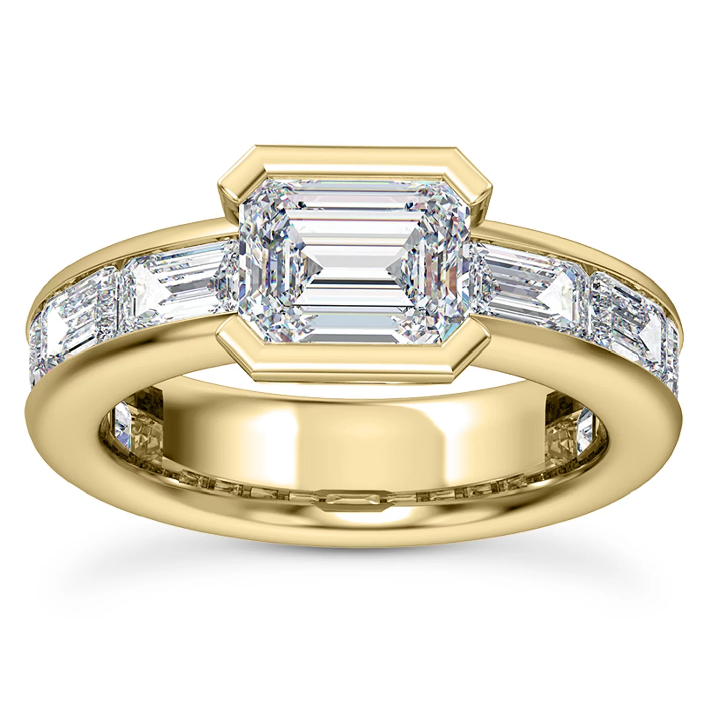Emerald-Cut Sophistication 18K Yellow Gold Engagement Ring