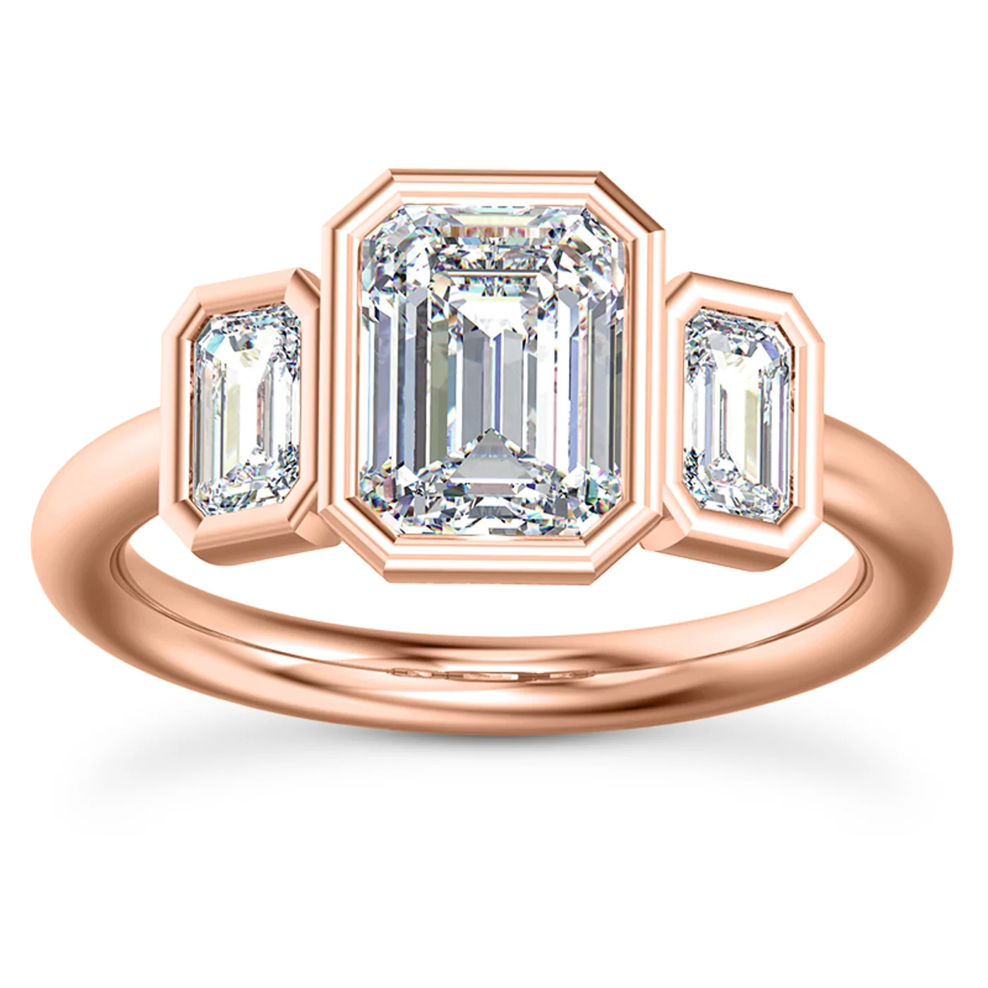 Meaningful Three-Stone Design 14K Rose Gold Engagement Ring