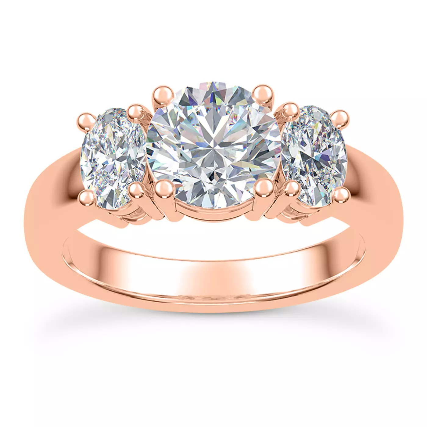 Soft Oval Profile 14K Rose Gold Engagement Ring