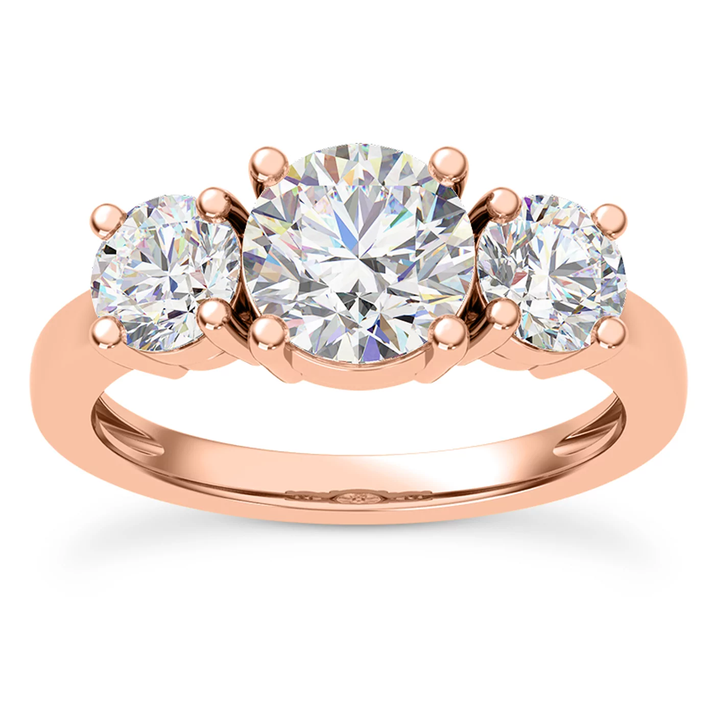 Three-Stone Symbolism 14K Rose Gold Engagement Ring