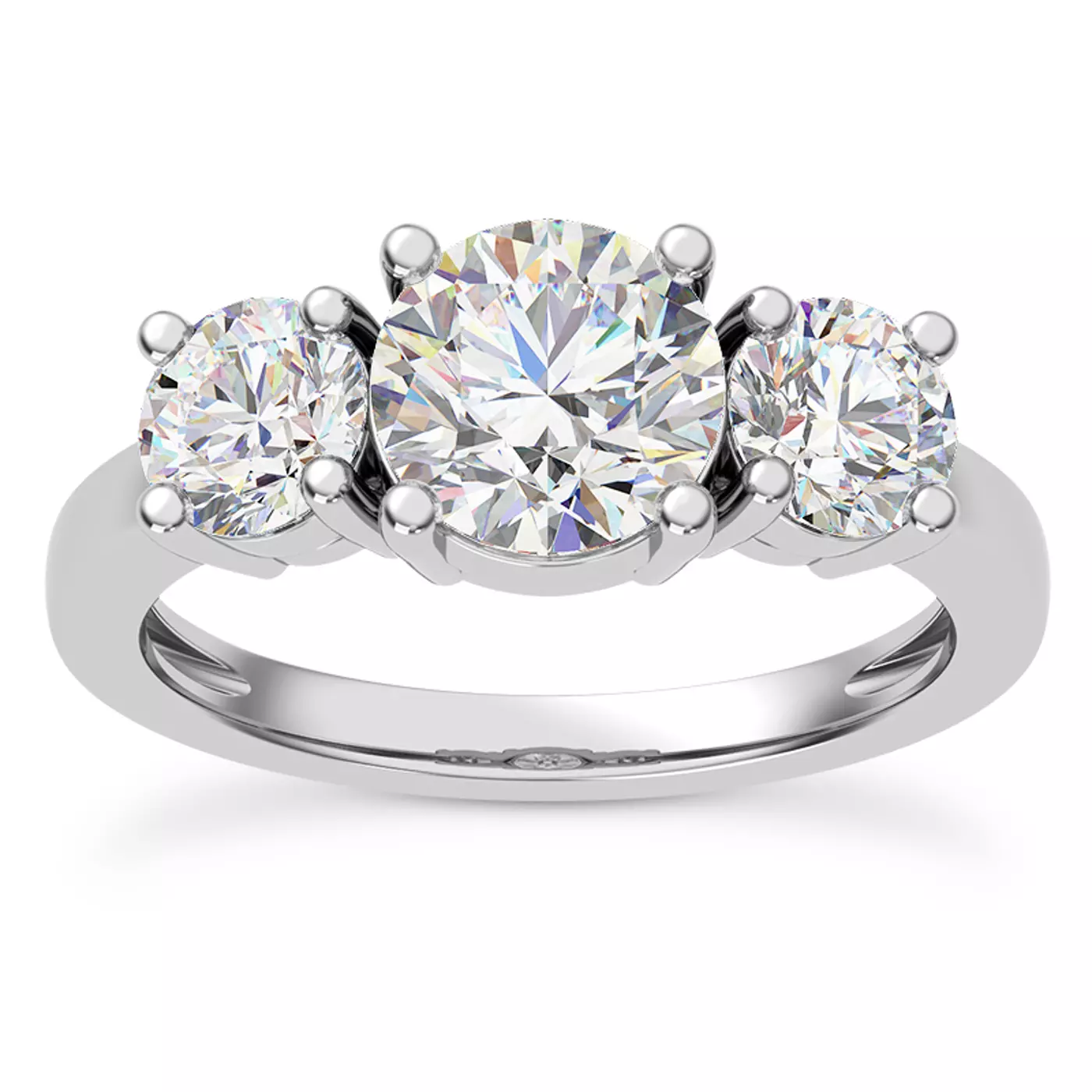 Three-Stone Symbolism 14K White Gold Engagement Ring