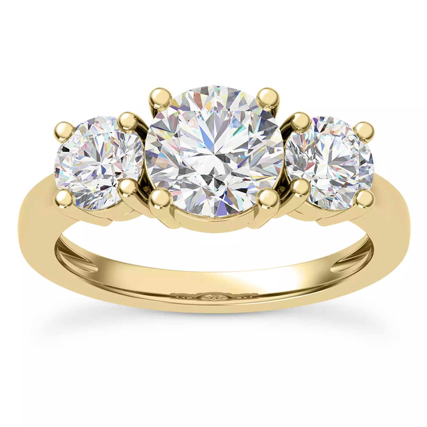Three-Stone Symbolism 14K Yellow Gold Engagement Ring