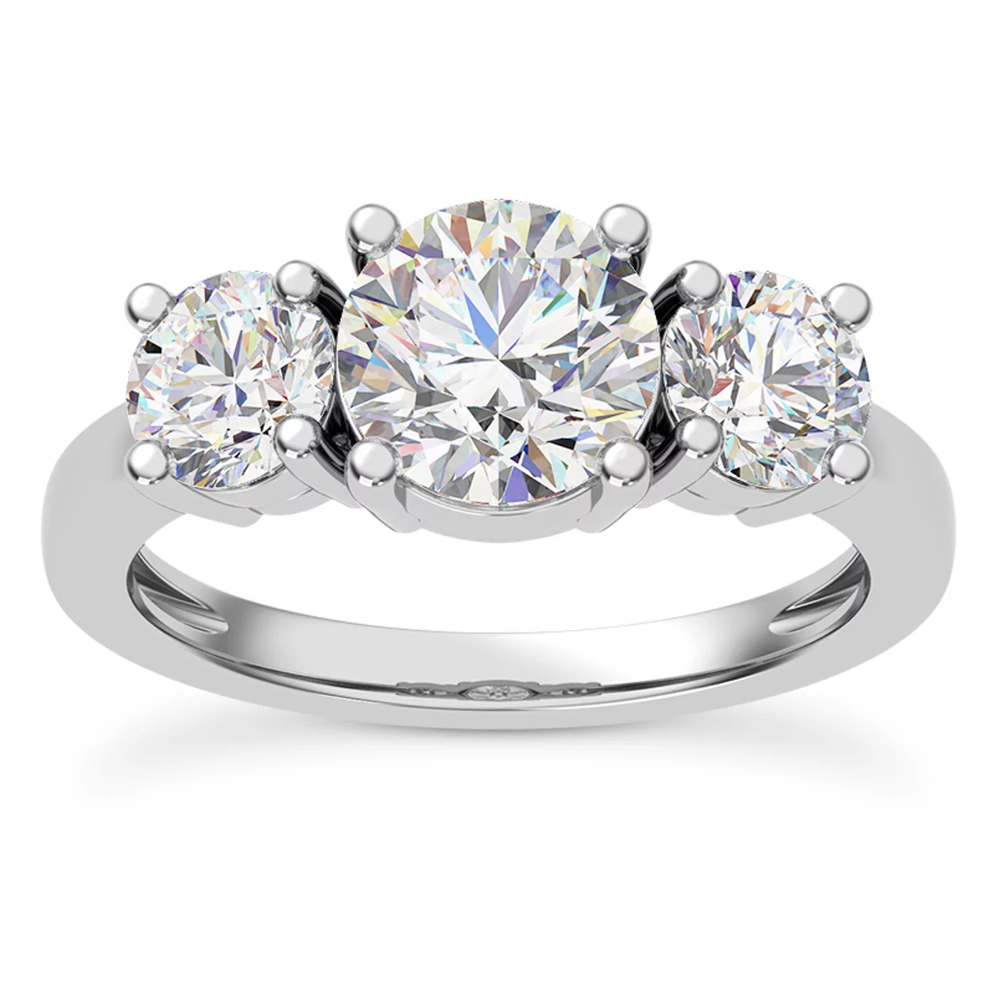 Three-Stone Symbolism 18K White Gold Engagement Ring