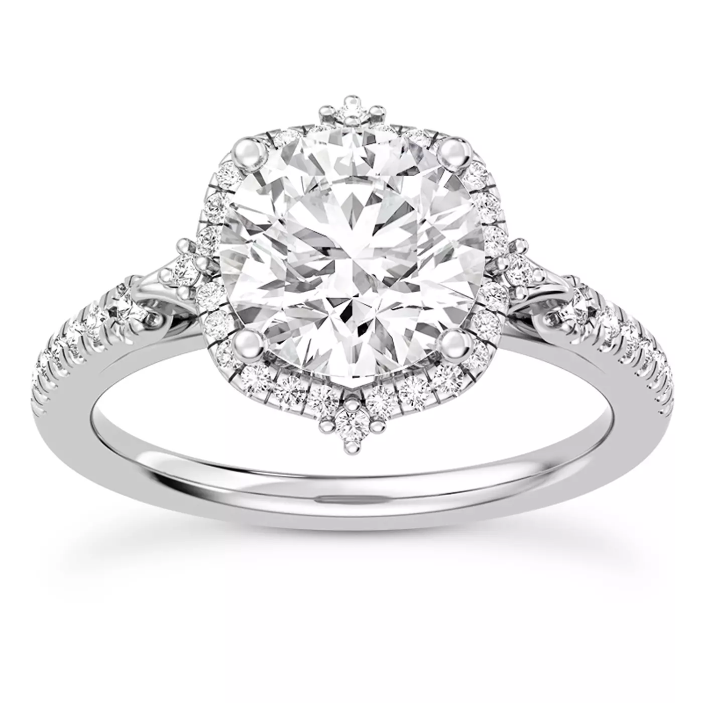 Radiant Halo Frame 14K White Gold Engagement Ring