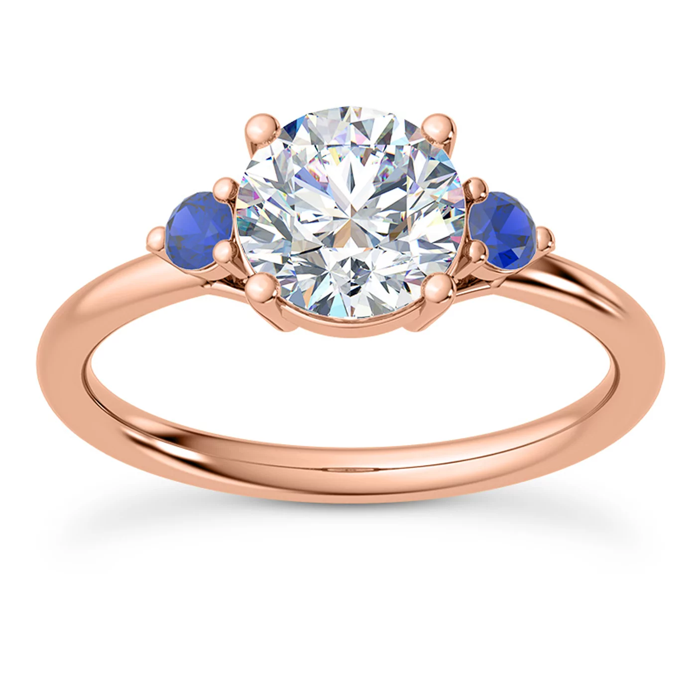 Three-Stone Symbolism 14K Rose Gold Engagement Ring