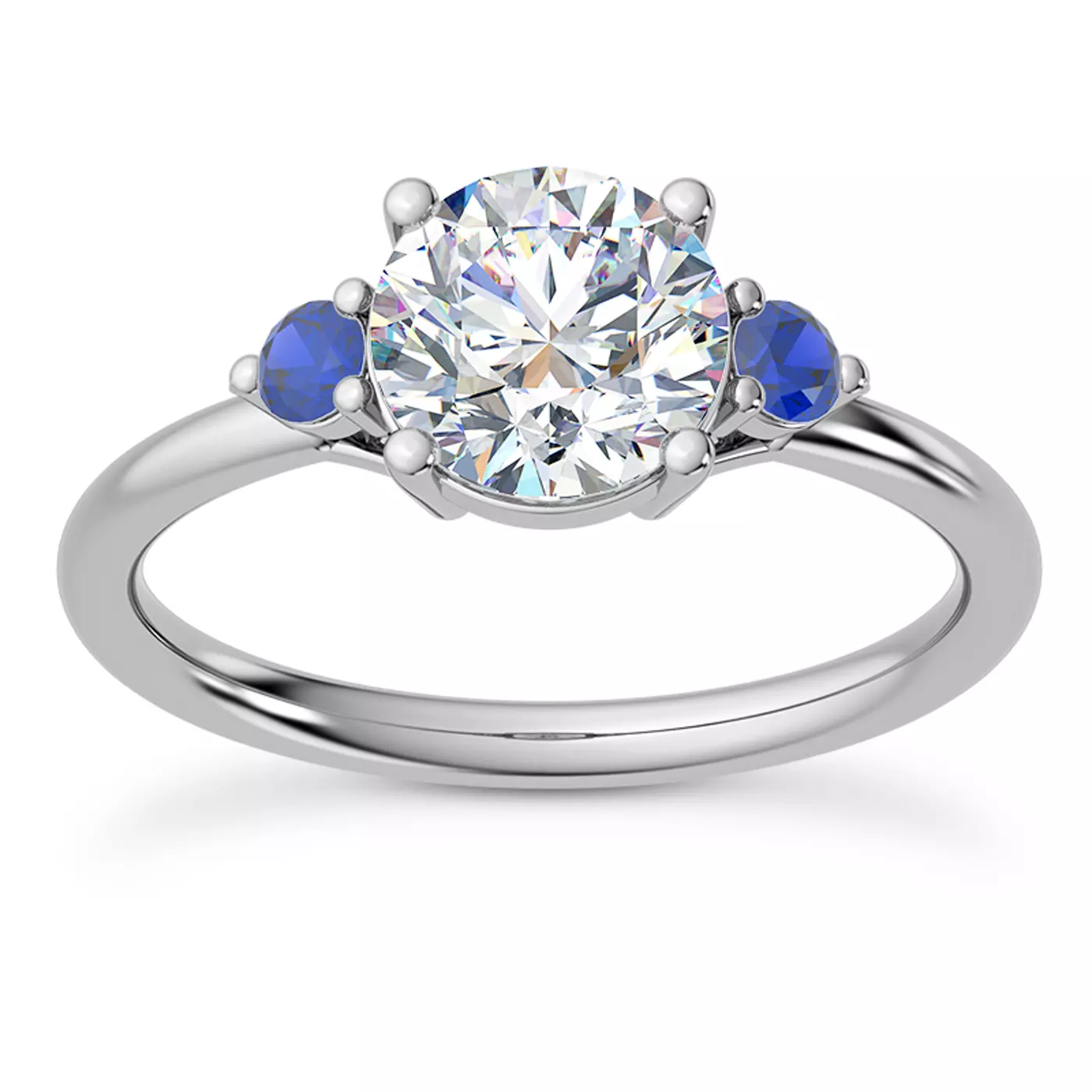 Three-Stone Symbolism 14K White Gold Engagement Ring