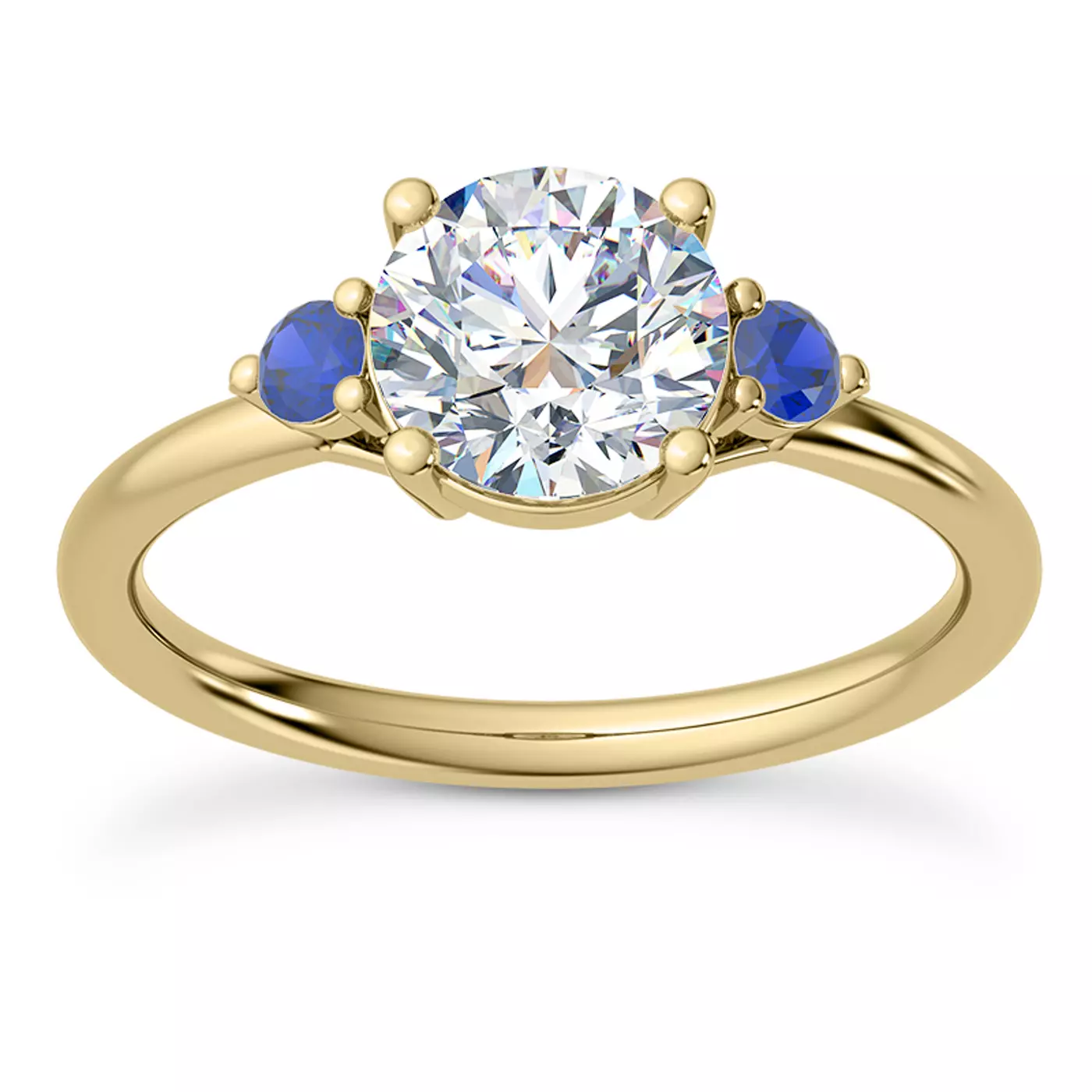 Three-Stone Symbolism 14K Yellow Gold Engagement Ring