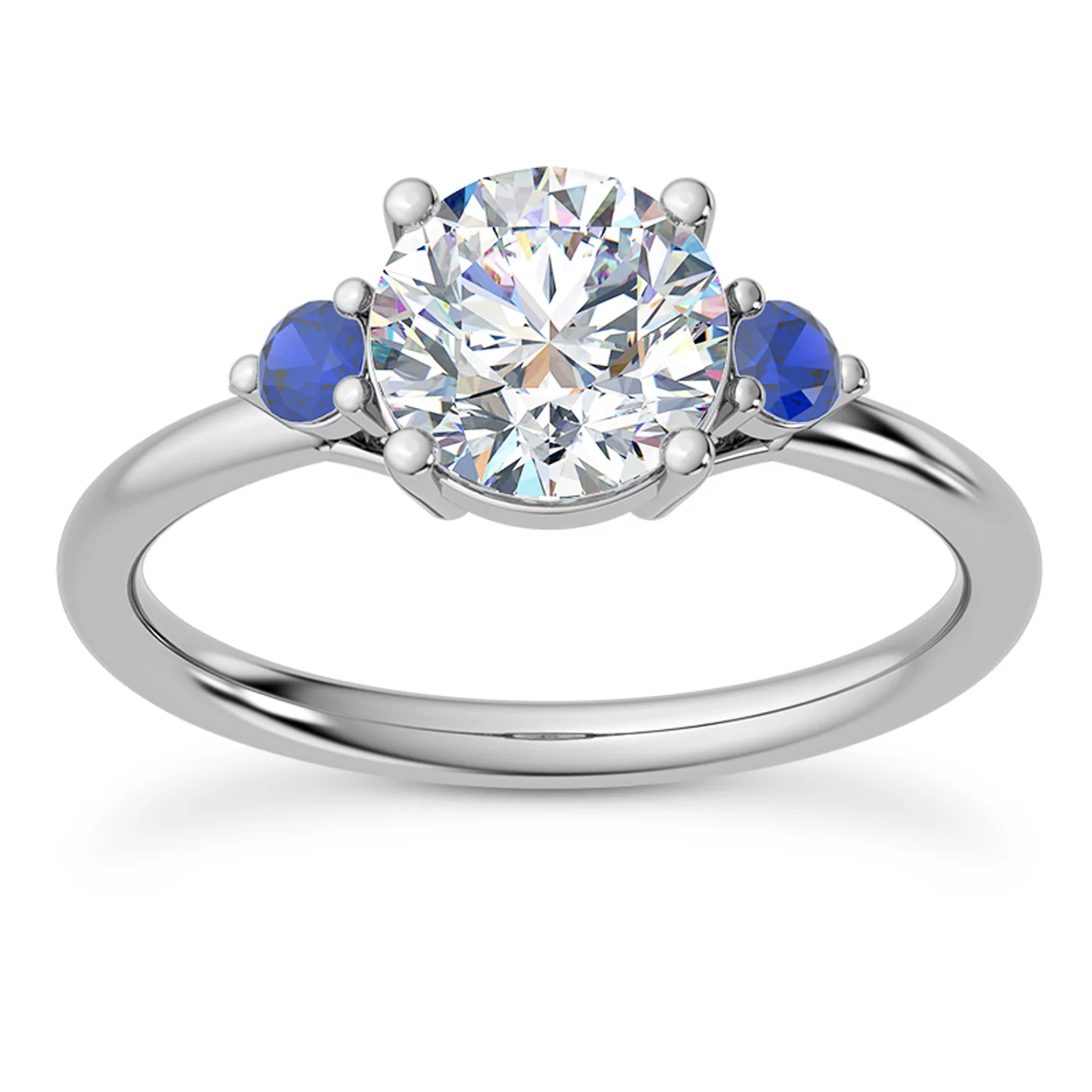 Three-Stone Symbolism 18K White Gold Engagement Ring