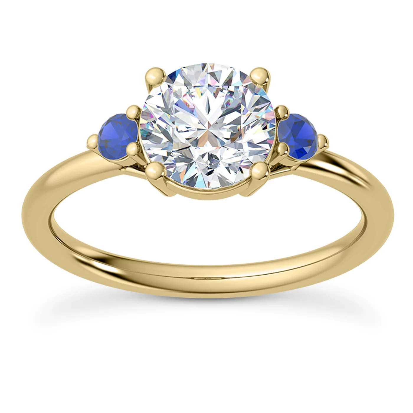 Three-Stone Symbolism 18K Yellow Gold Engagement Ring
