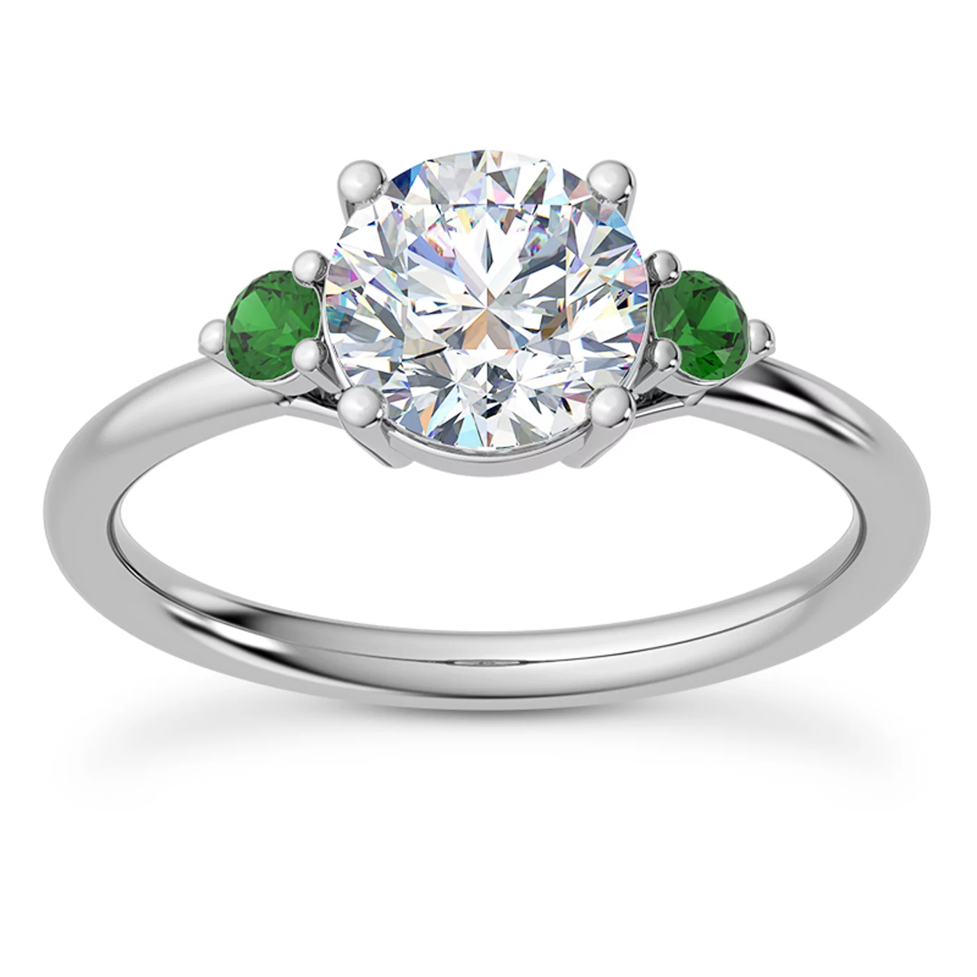 Emerald-Cut Sophistication 18K White Gold Engagement Ring
