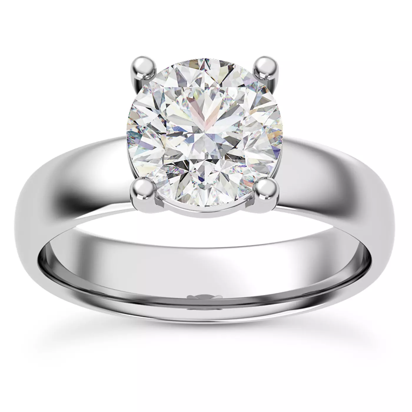 4mm Cigar Band 18K White Gold Engagement Ring