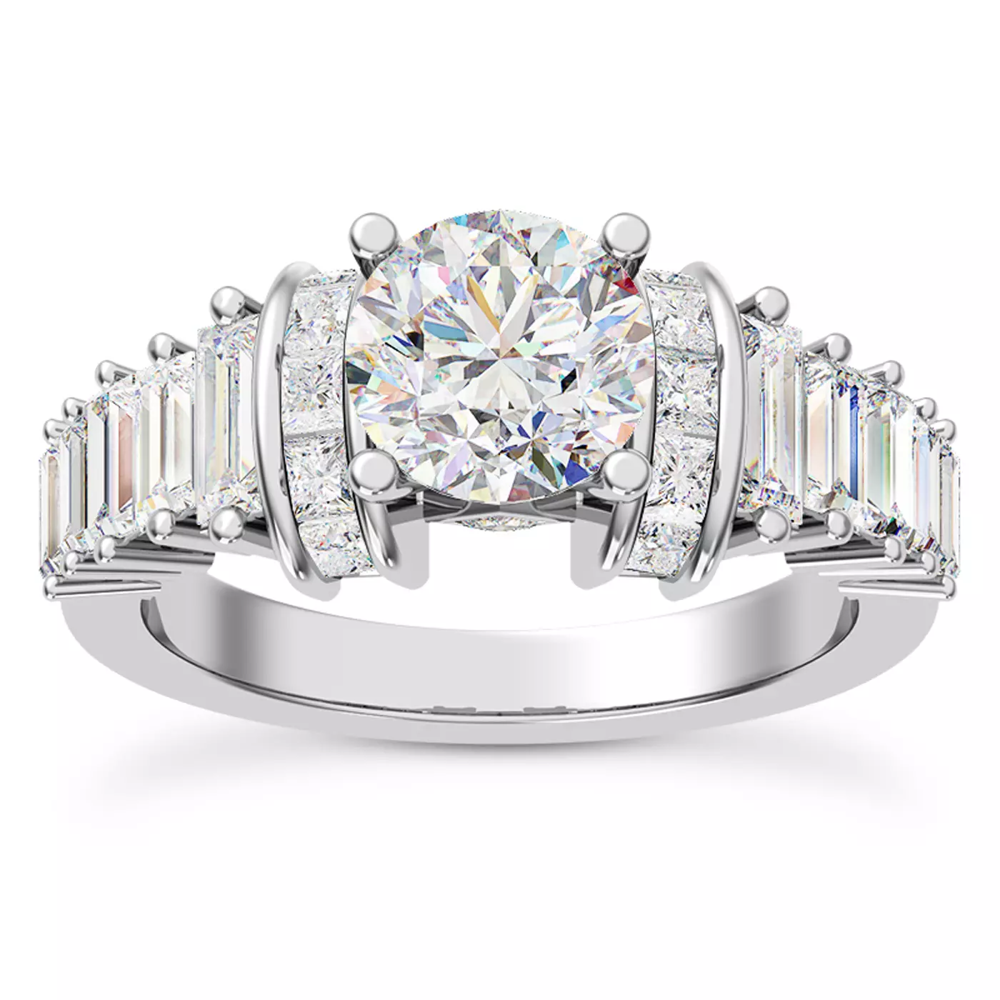 Brilliant Side Accents 14K White Gold Engagement Ring