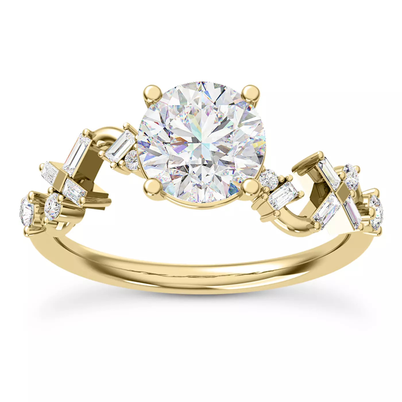 Brilliant Side Accents 14K Yellow Gold Engagement Ring