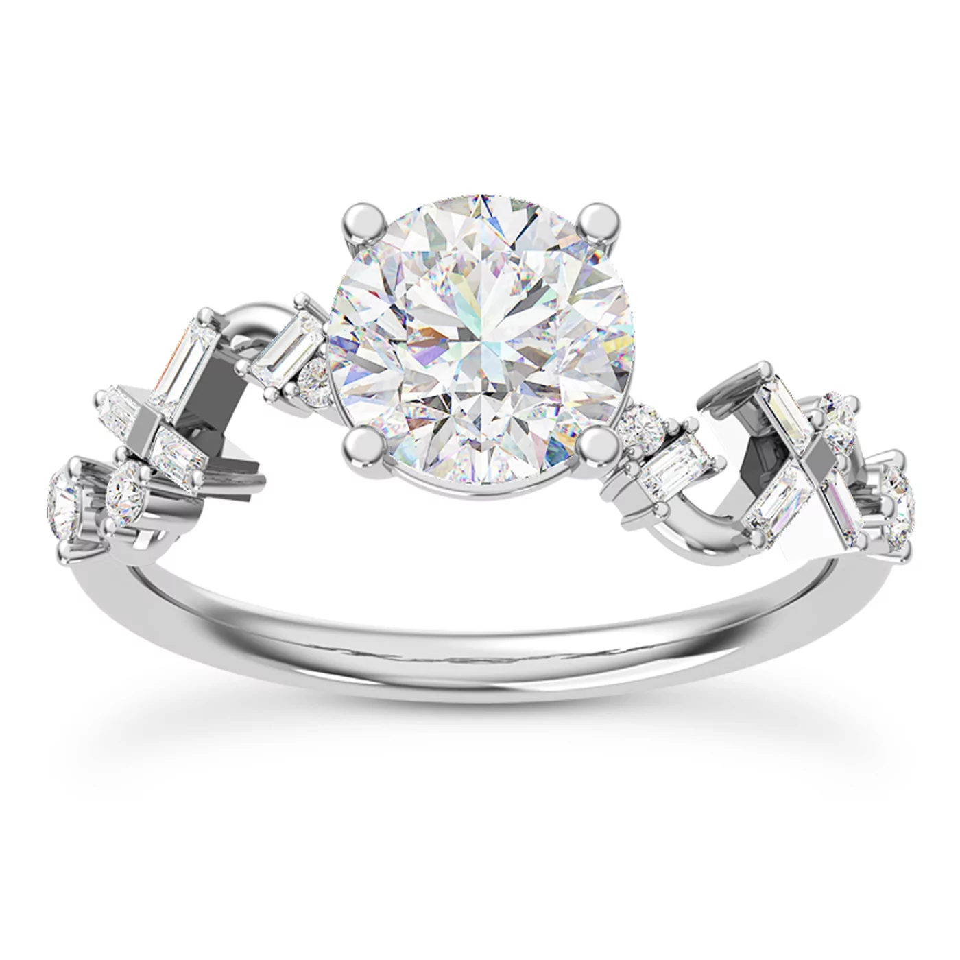 Brilliant Side Accents 18K White Gold Engagement Ring