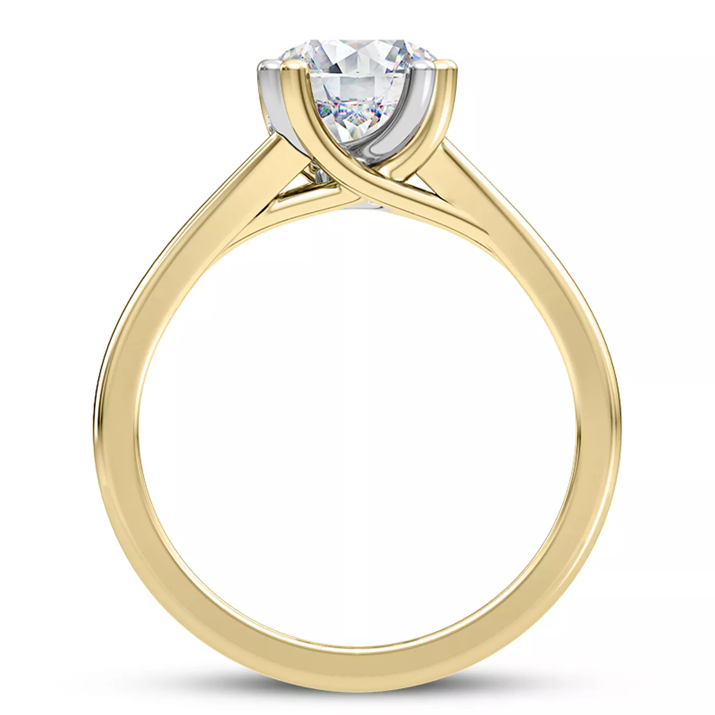 Tori Double Prong Mixed-Metal Hidden Halo Engagement Ring - 14K