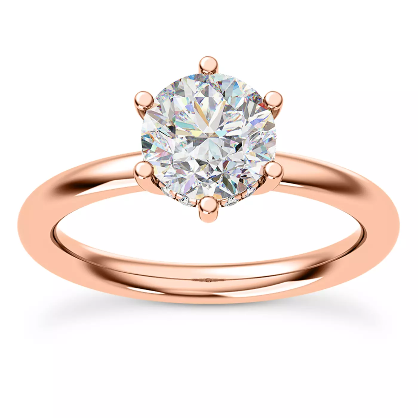 Hidden Halo Detail 14K Rose Gold Engagement Ring