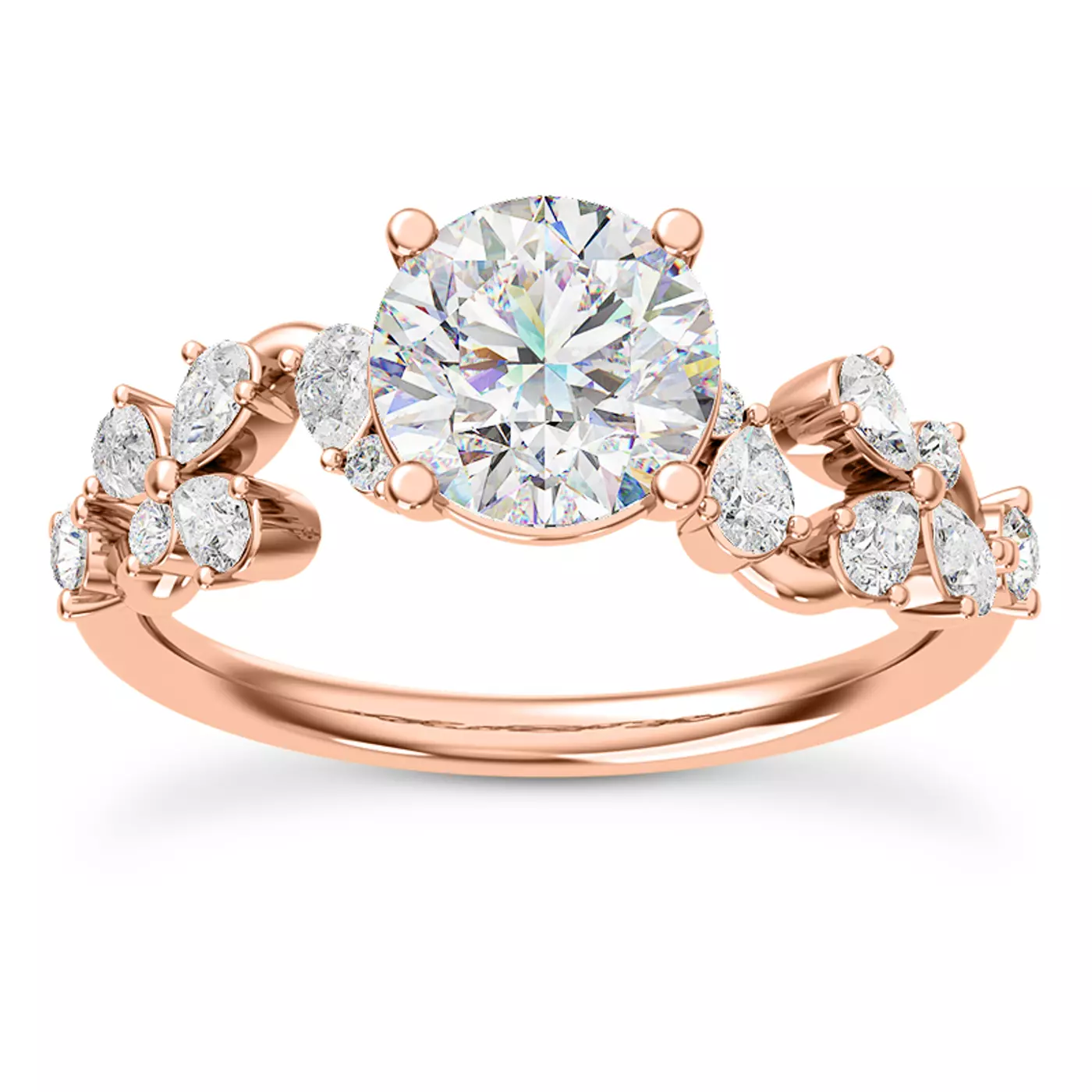 Brilliant Side Accents 14K Rose Gold Engagement Ring