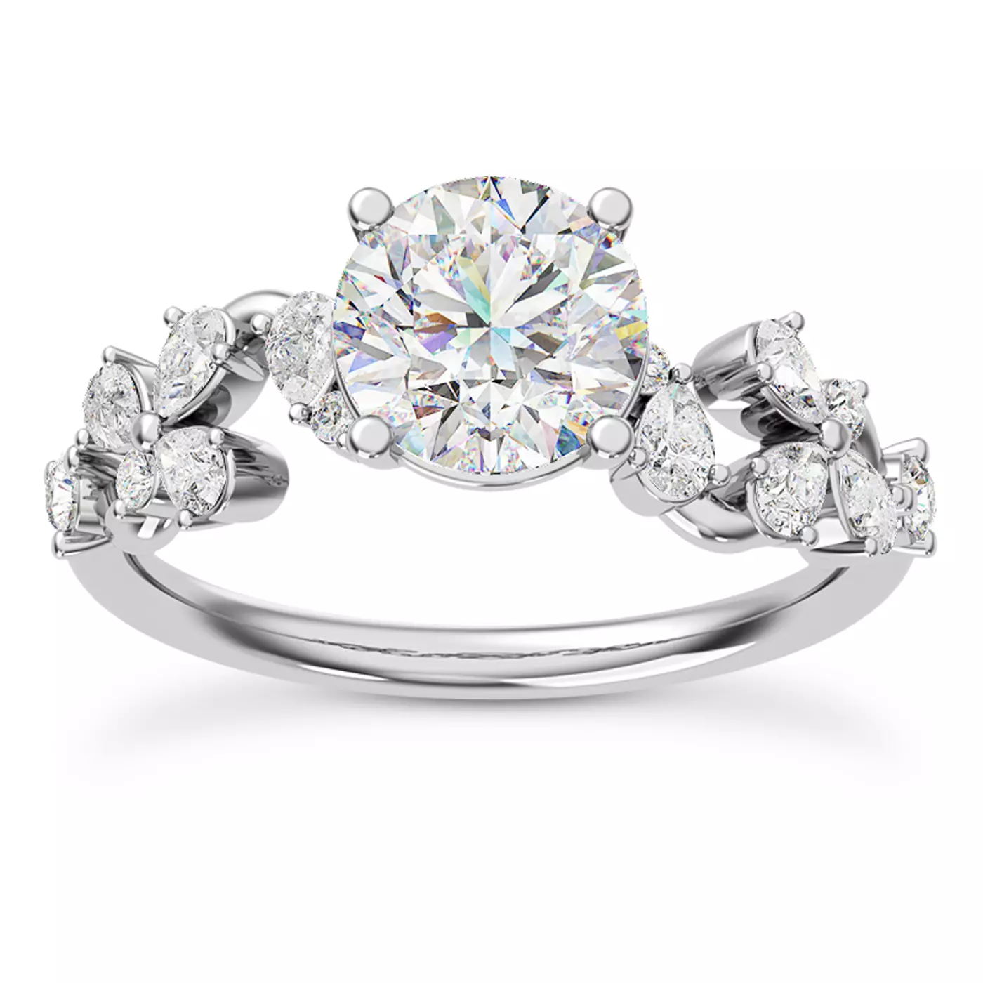 Brilliant Side Accents 14K White Gold Engagement Ring