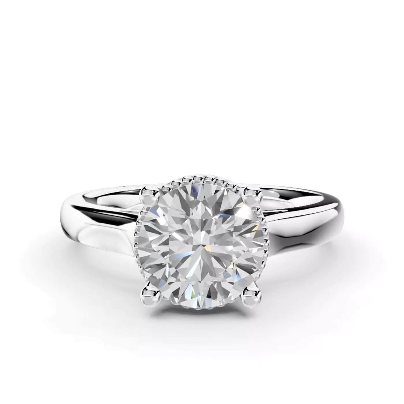 Radiant Halo Frame 18K White Gold Engagement Ring