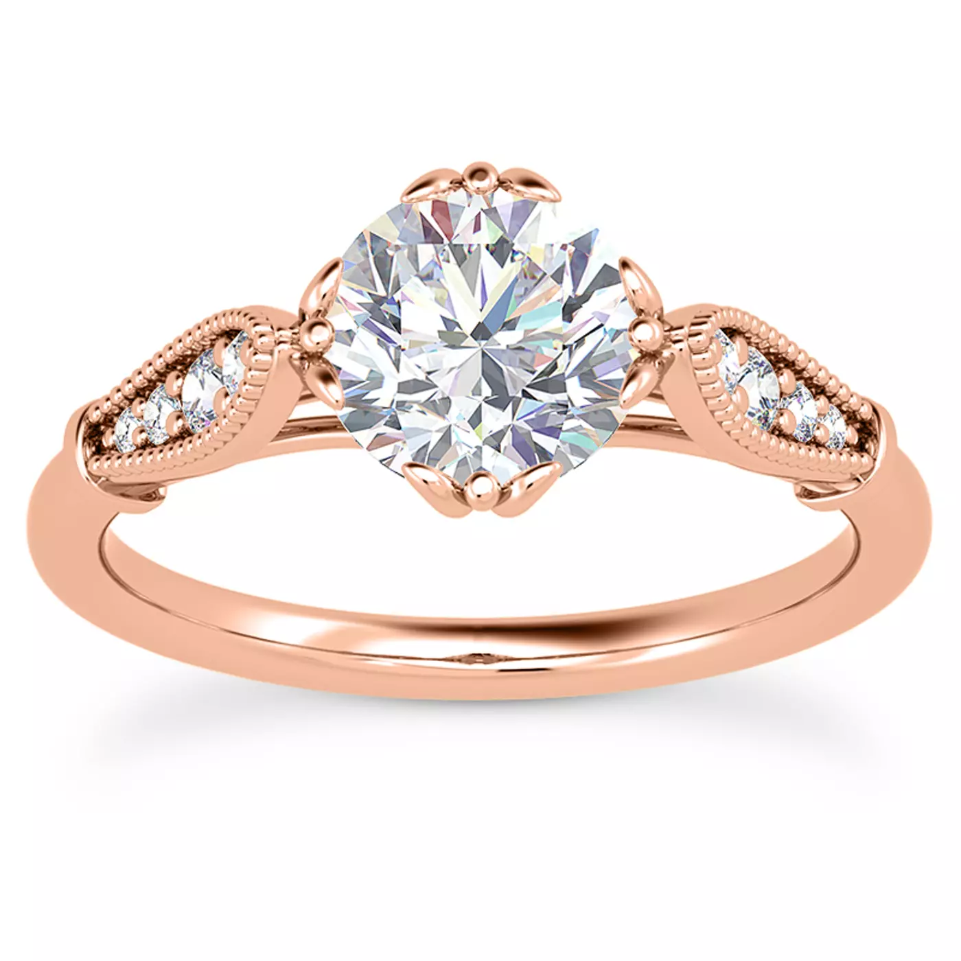 Brilliant Side Accents 14K Rose Gold Engagement Ring