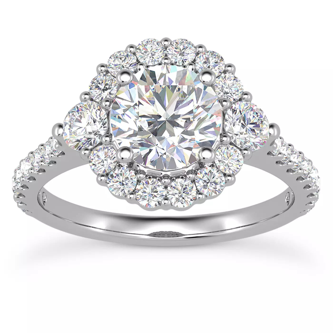 Brilliant Halo Frame 14K White Gold Engagement Ring