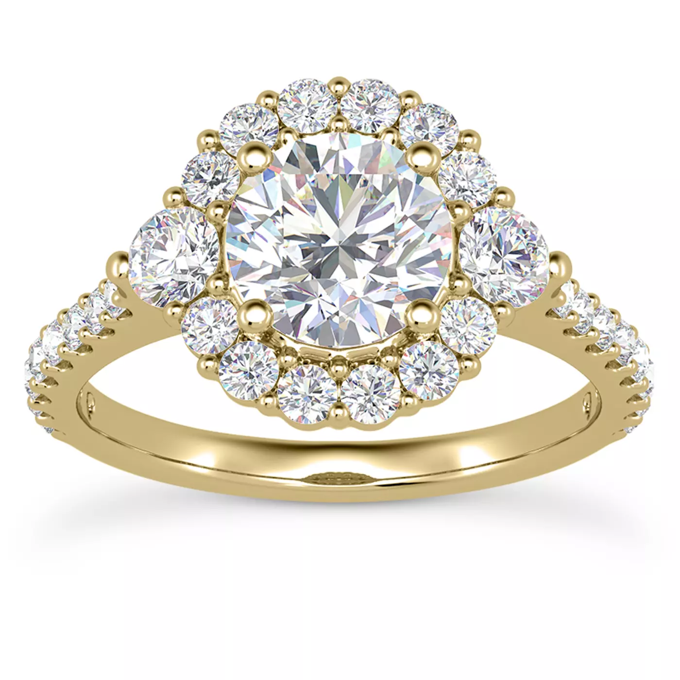 Brilliant Halo Frame 14K Yellow Gold Engagement Ring
