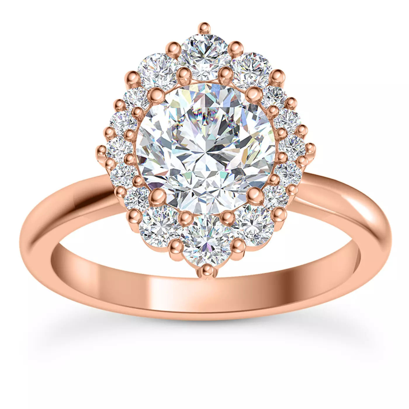 Radiant Halo Frame 14K Rose Gold Engagement Ring