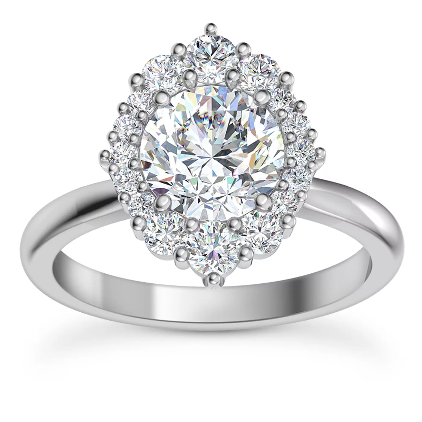 Radiant Halo Frame Platinum Engagement Ring