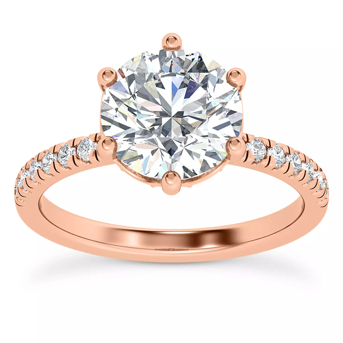 Curved Hidden Halo 14K Rose Gold Engagement Ring