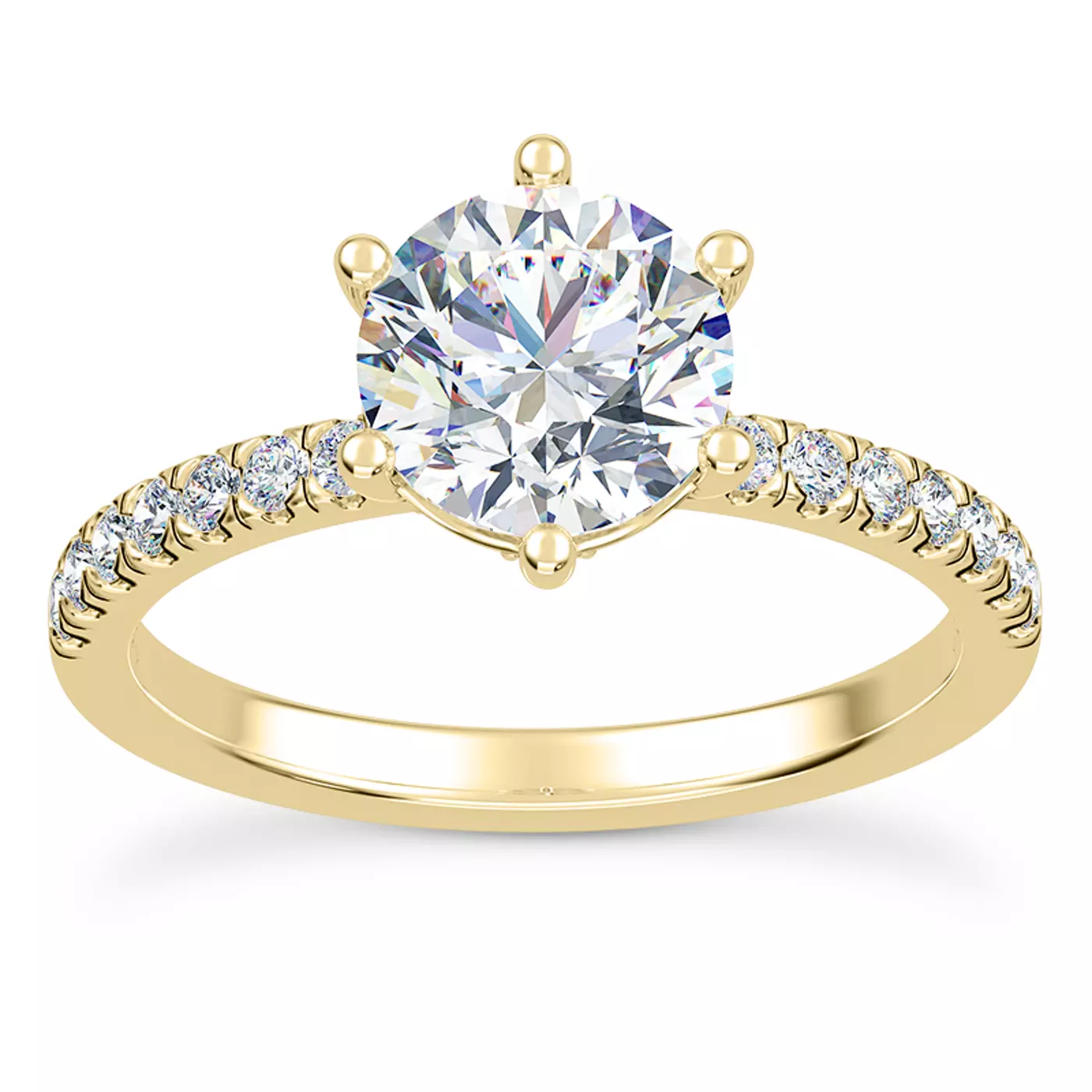 Curved Hidden Halo 18K Yellow Gold Engagement Ring
