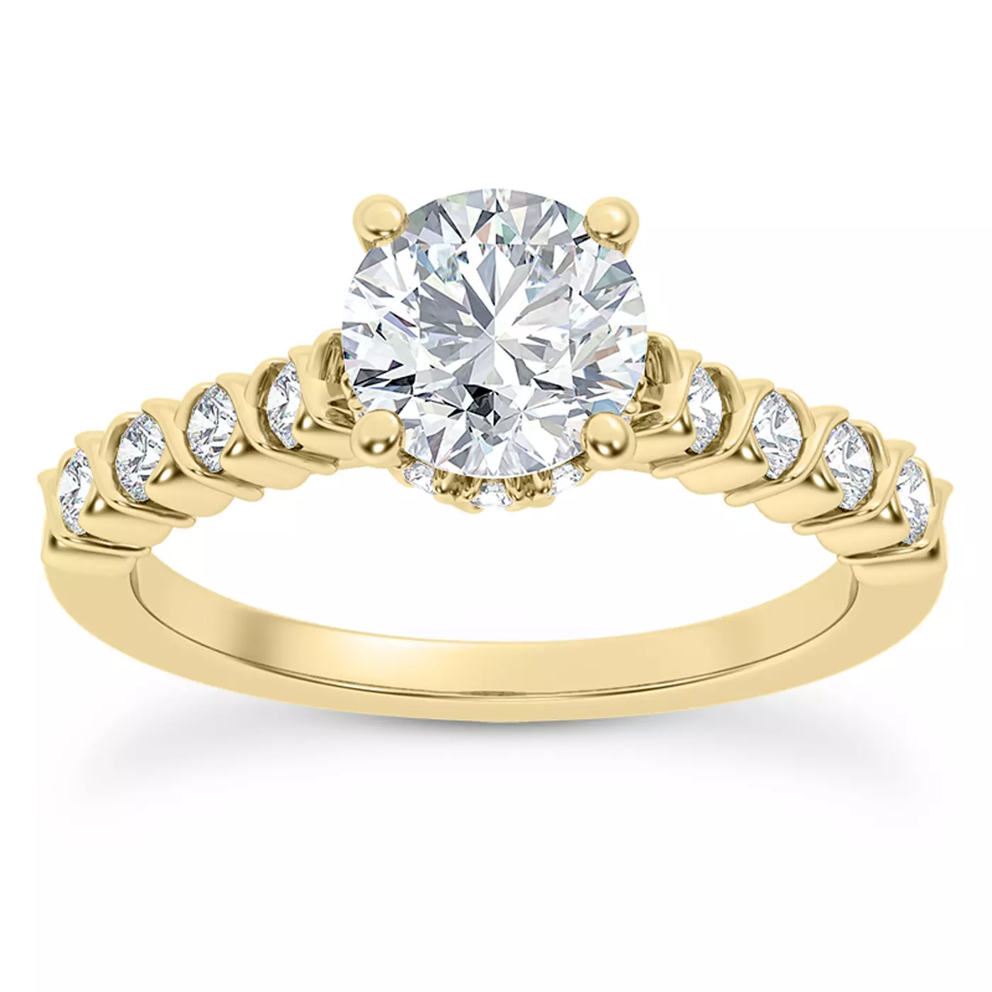 Hidden Halo Sparkle 14K Yellow Gold Engagement Ring