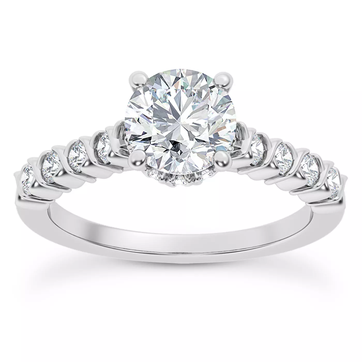 Hidden Halo Sparkle 18K White Gold Engagement Ring