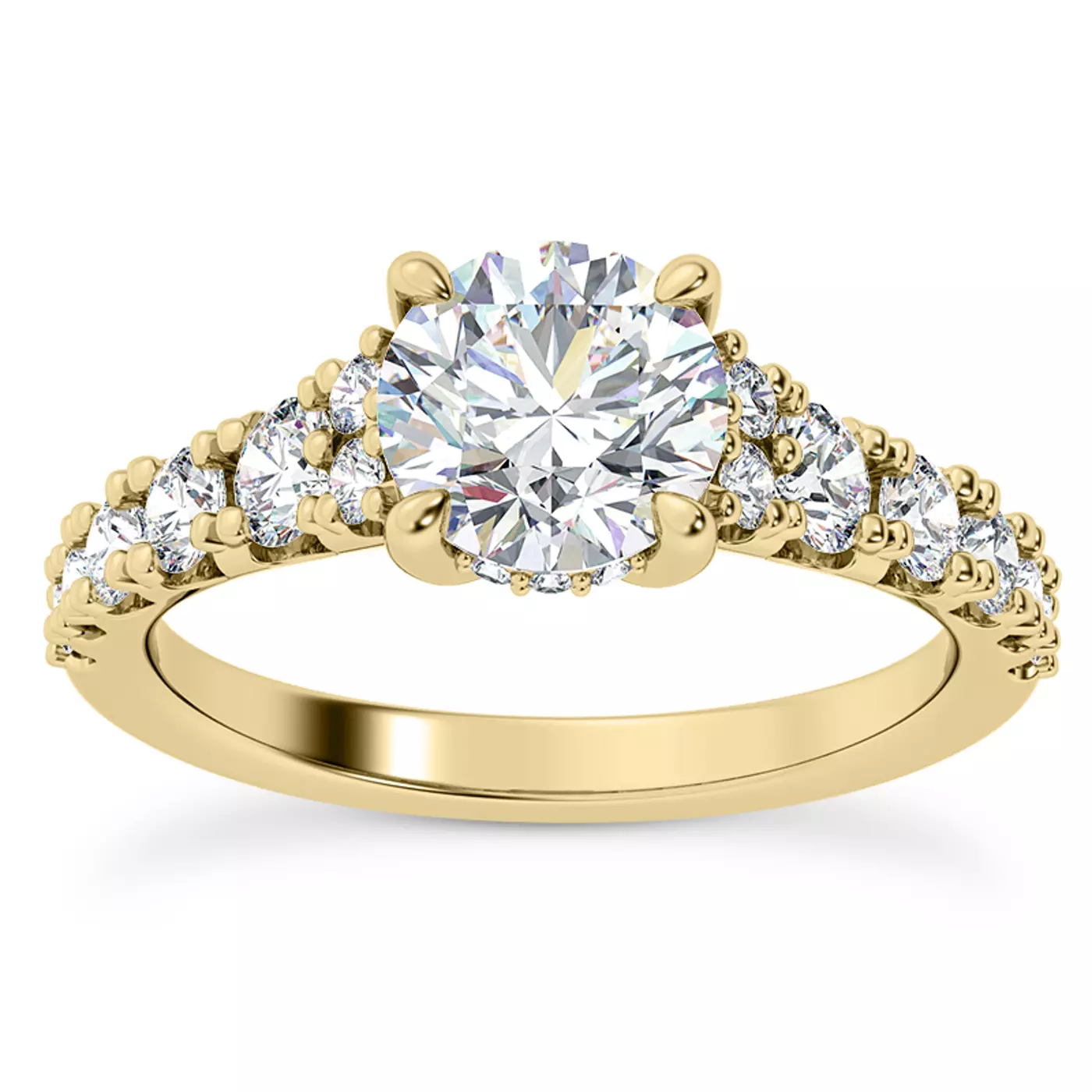Graduated Side Stones 14K Yellow Gold Engagement Ring