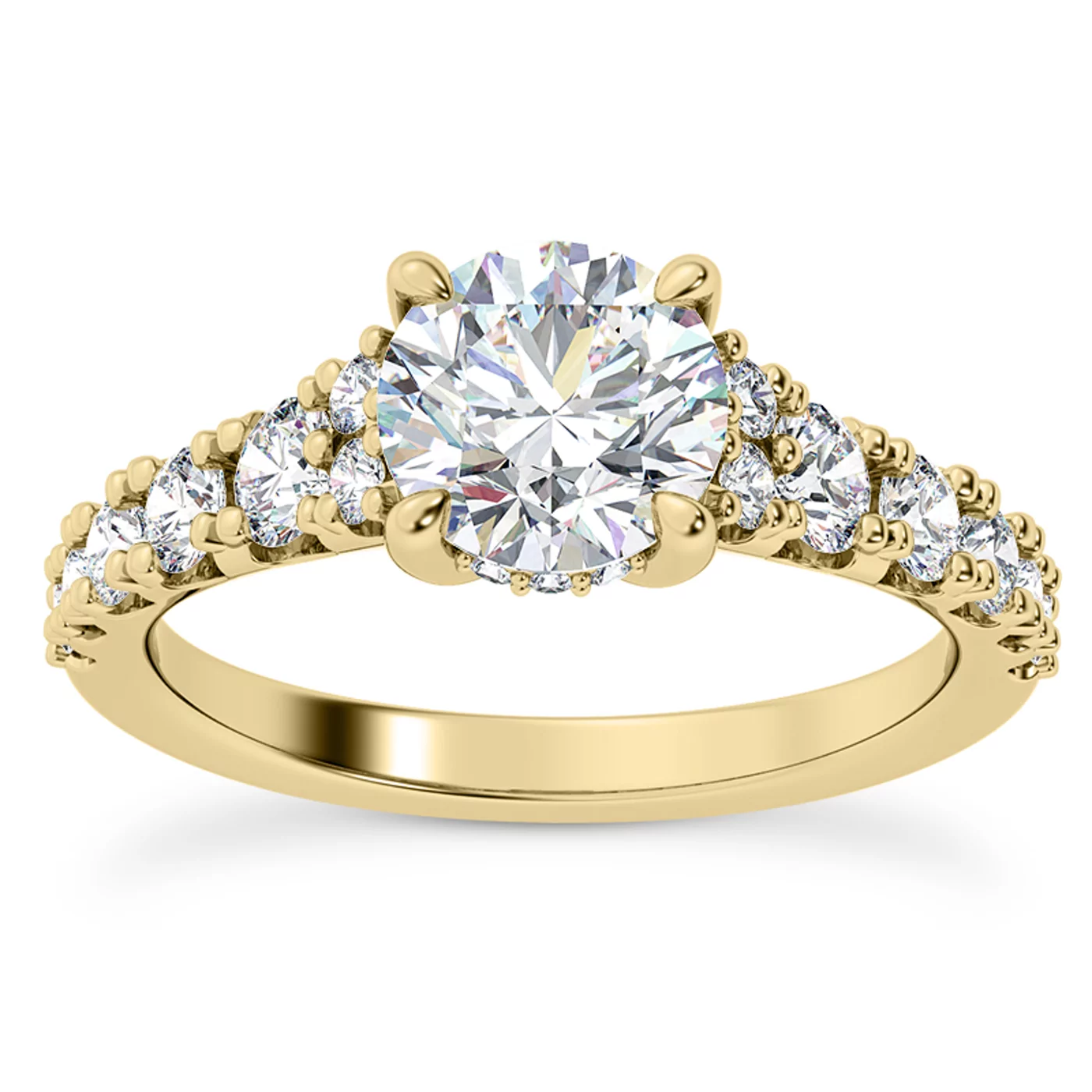 Brilliant Side Accents 18K Yellow Gold Engagement Ring