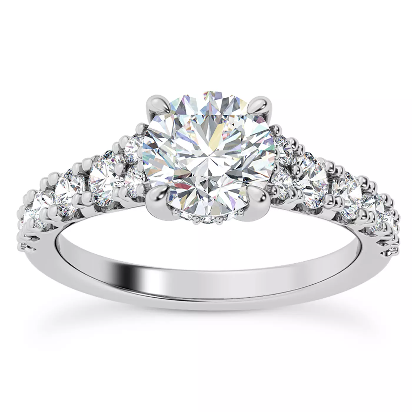 Brilliant Side Accents Platinum Engagement Ring