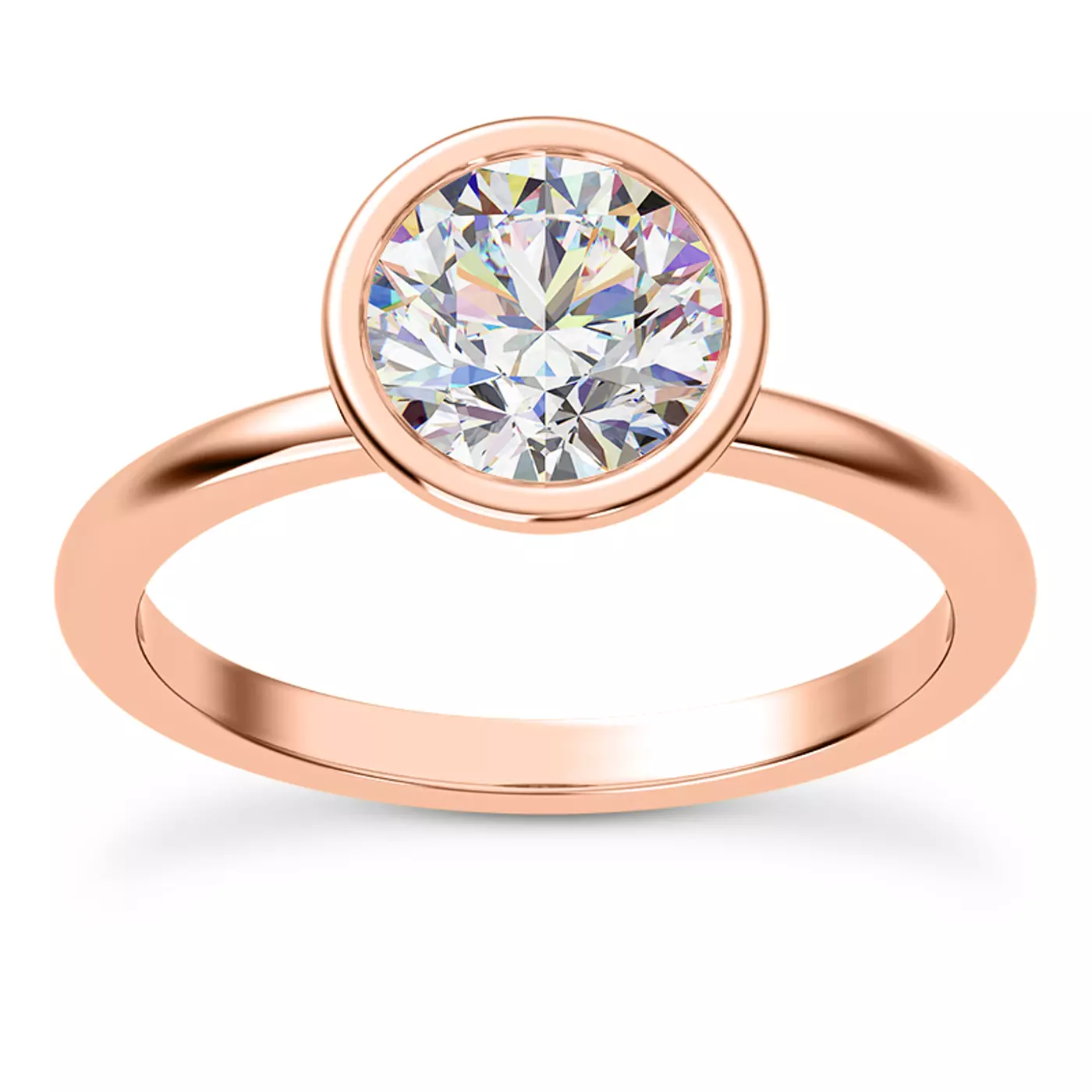 Bezel-Set Center 14K Rose Gold Engagement Ring