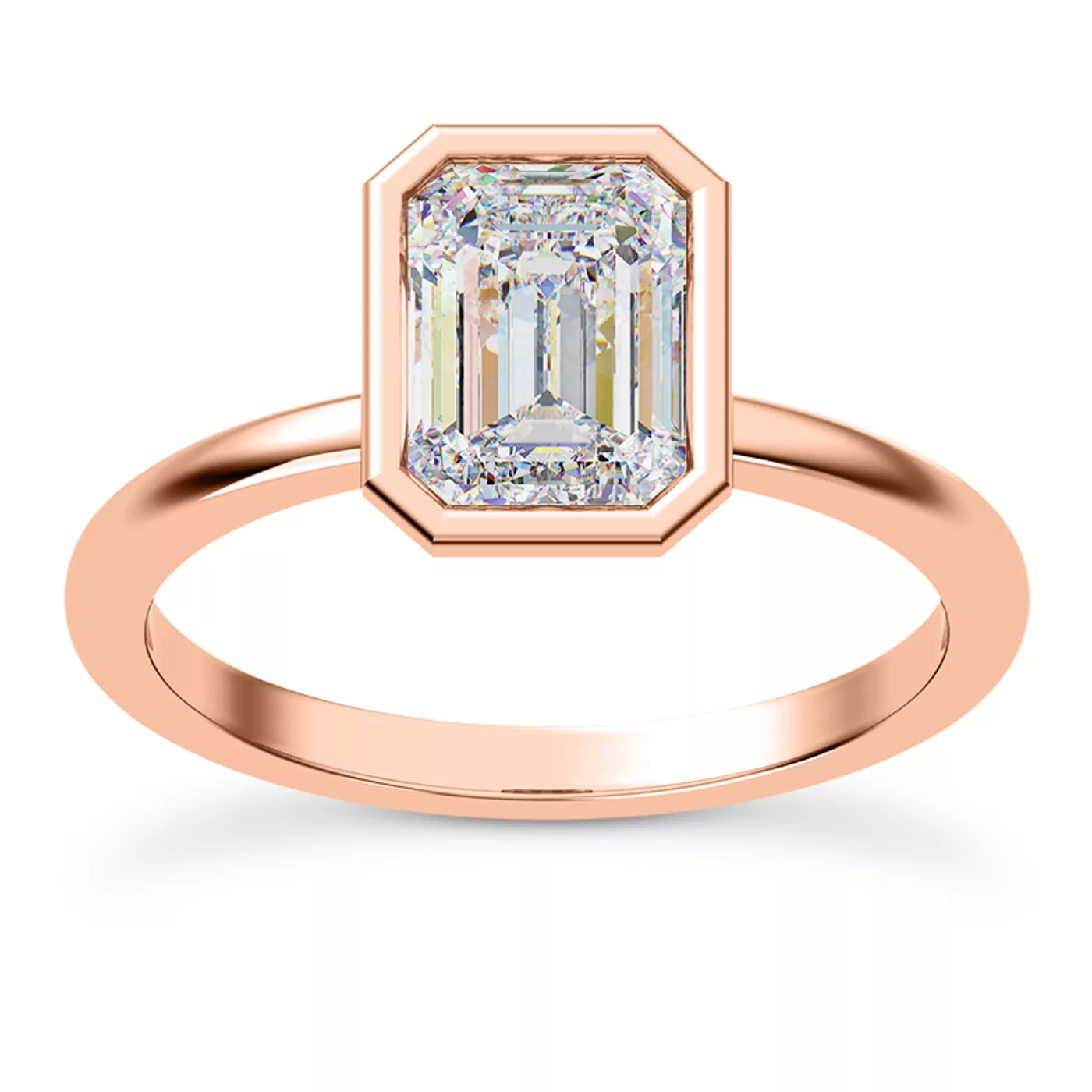 Bezel-Set Center 14K Rose Gold Engagement Ring