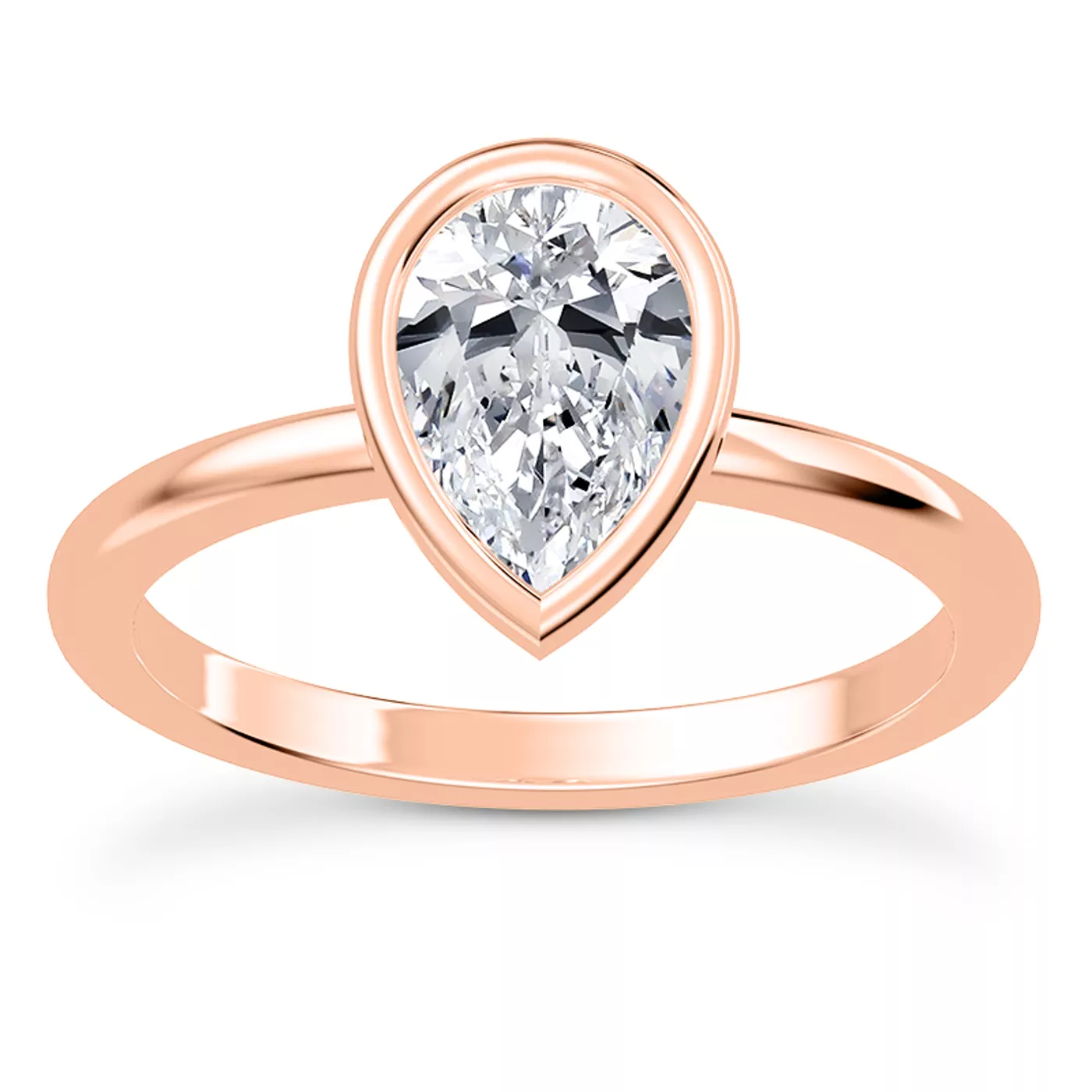 Bezel-Set Center 14K Rose Gold Engagement Ring