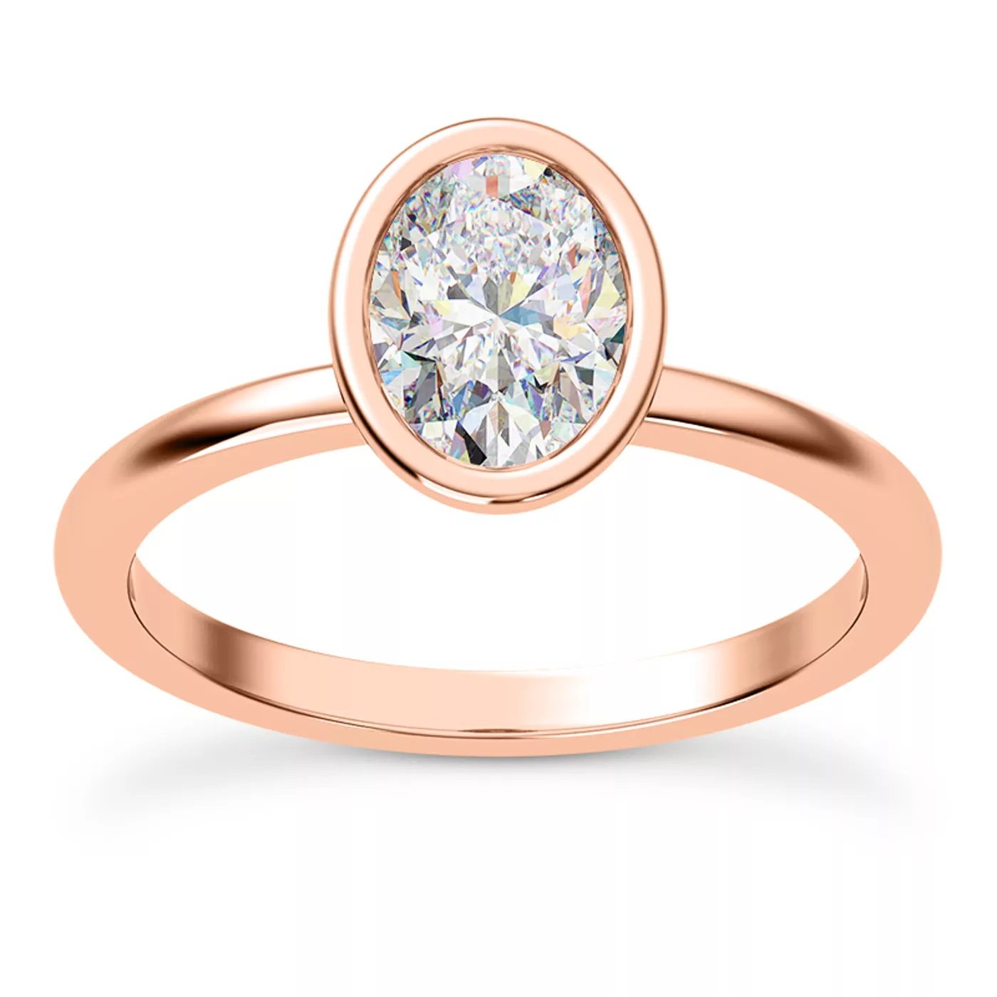 Bezel-Set Center 14K Rose Gold Engagement Ring