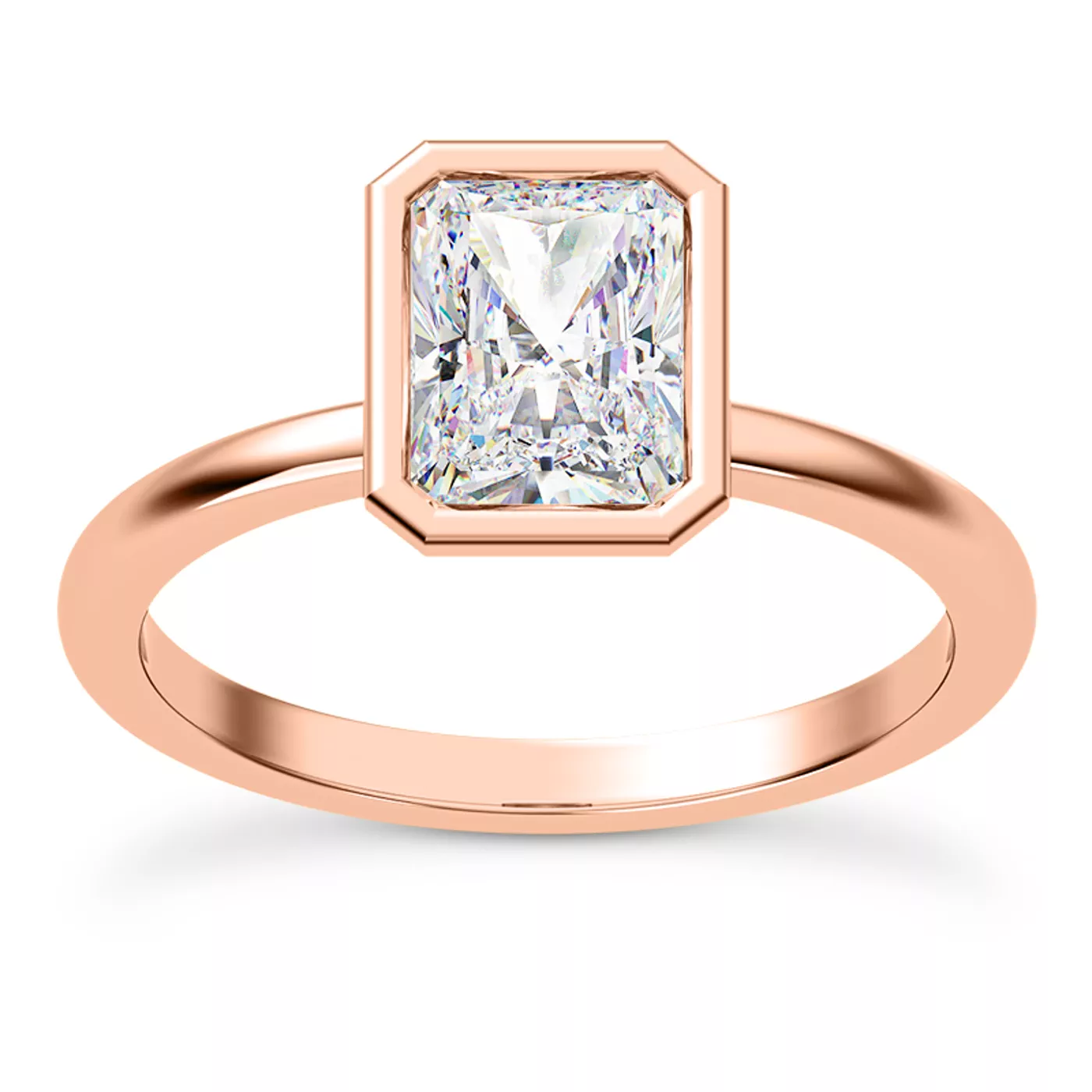 Bezel-Set Center 14K Rose Gold Engagement Ring