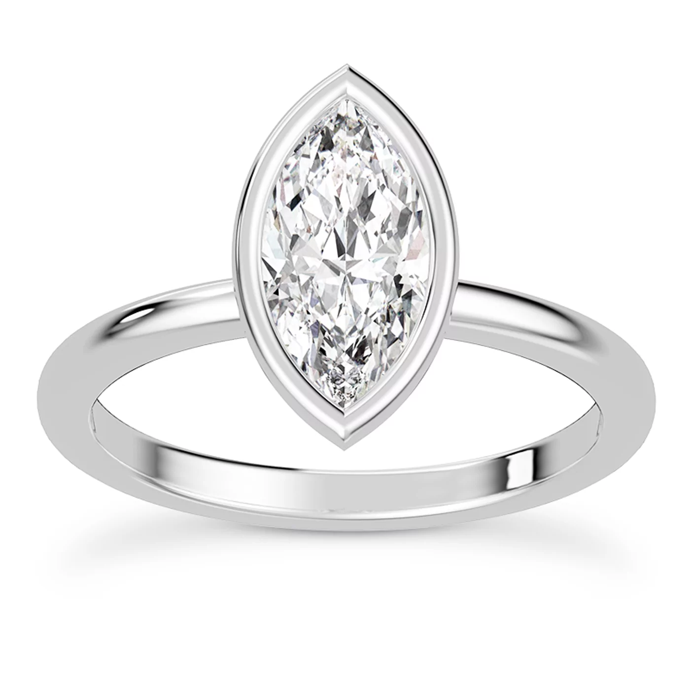 Bezel-Set Center 14K White Gold Engagement Ring