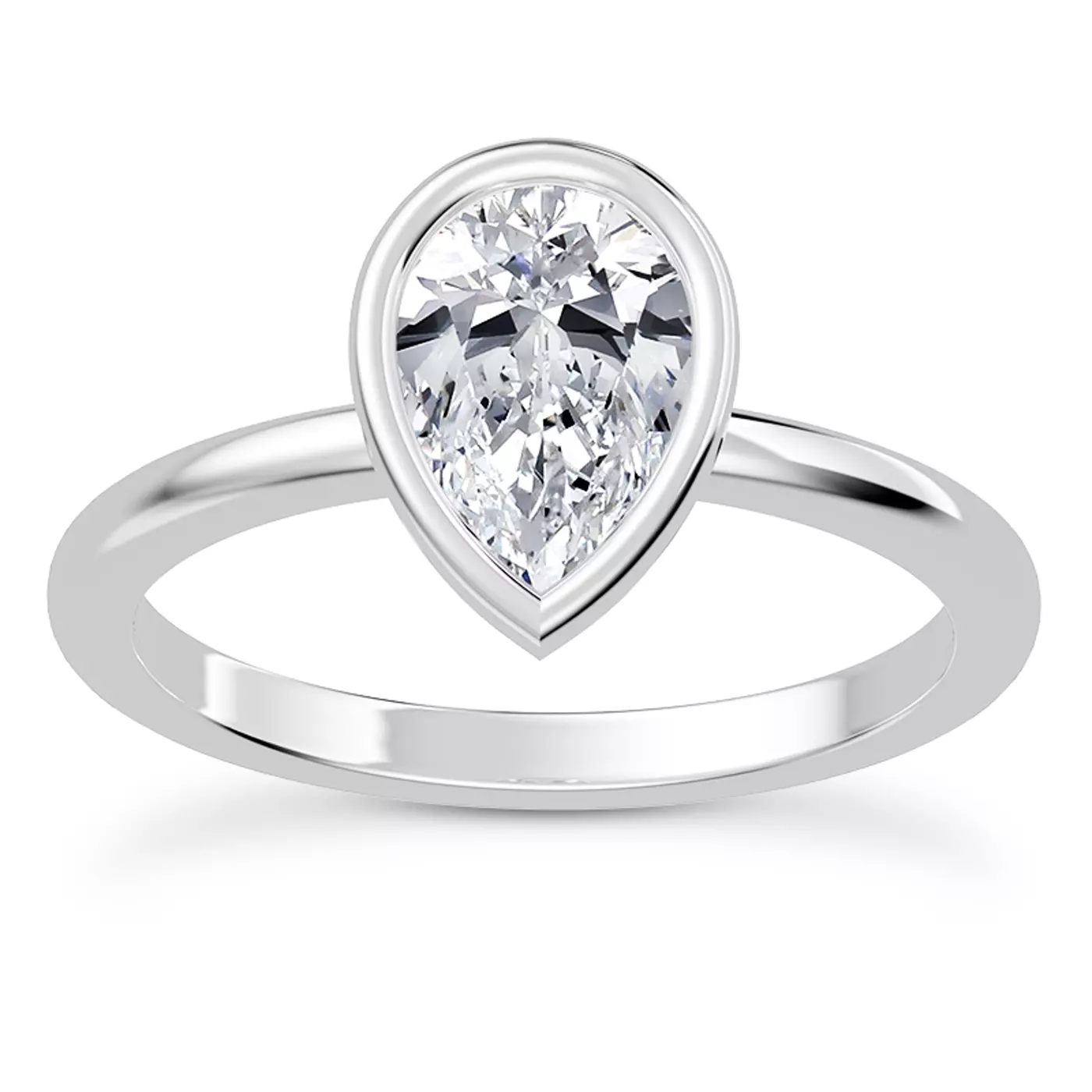 Bezel-Set Center 14K White Gold Engagement Ring