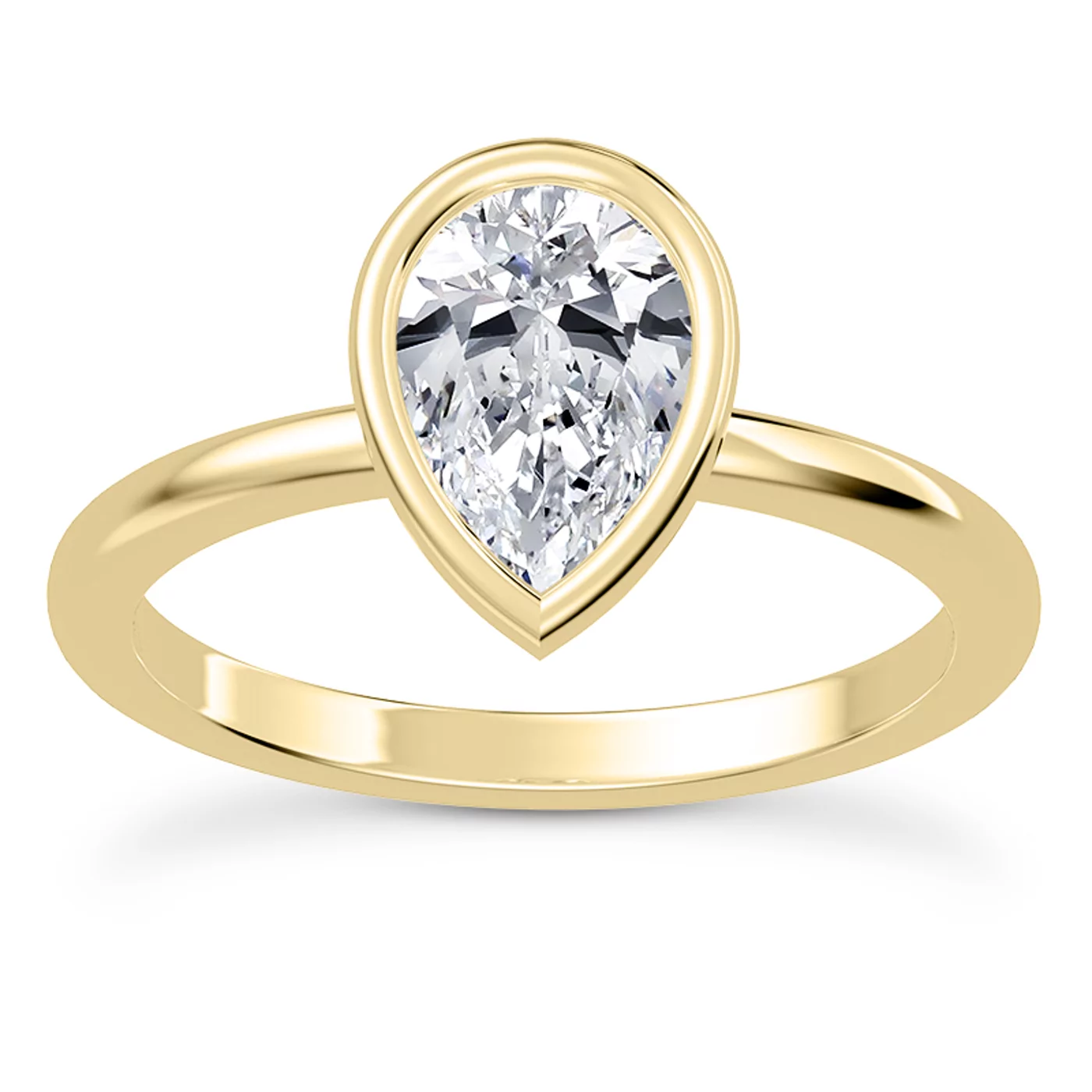 Bezel-Set Center 14K Yellow Gold Engagement Ring