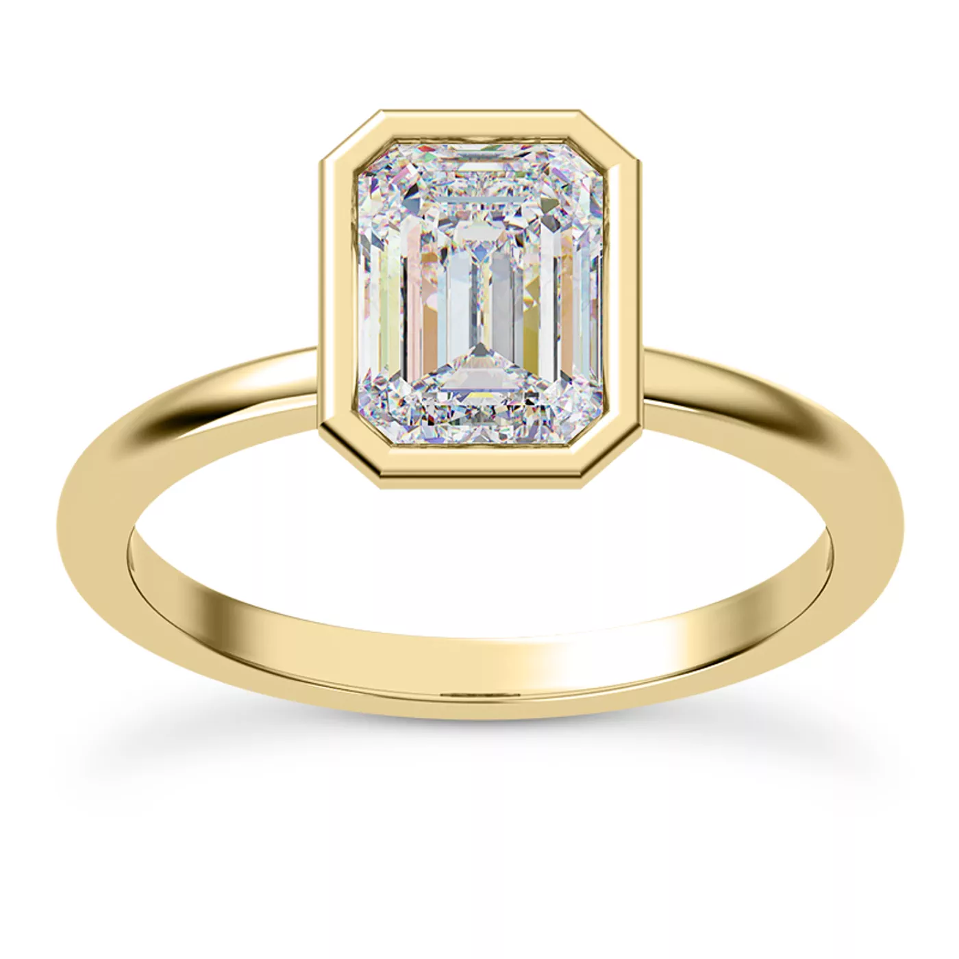 Bezel-Set Center 18K Yellow Gold Engagement Ring