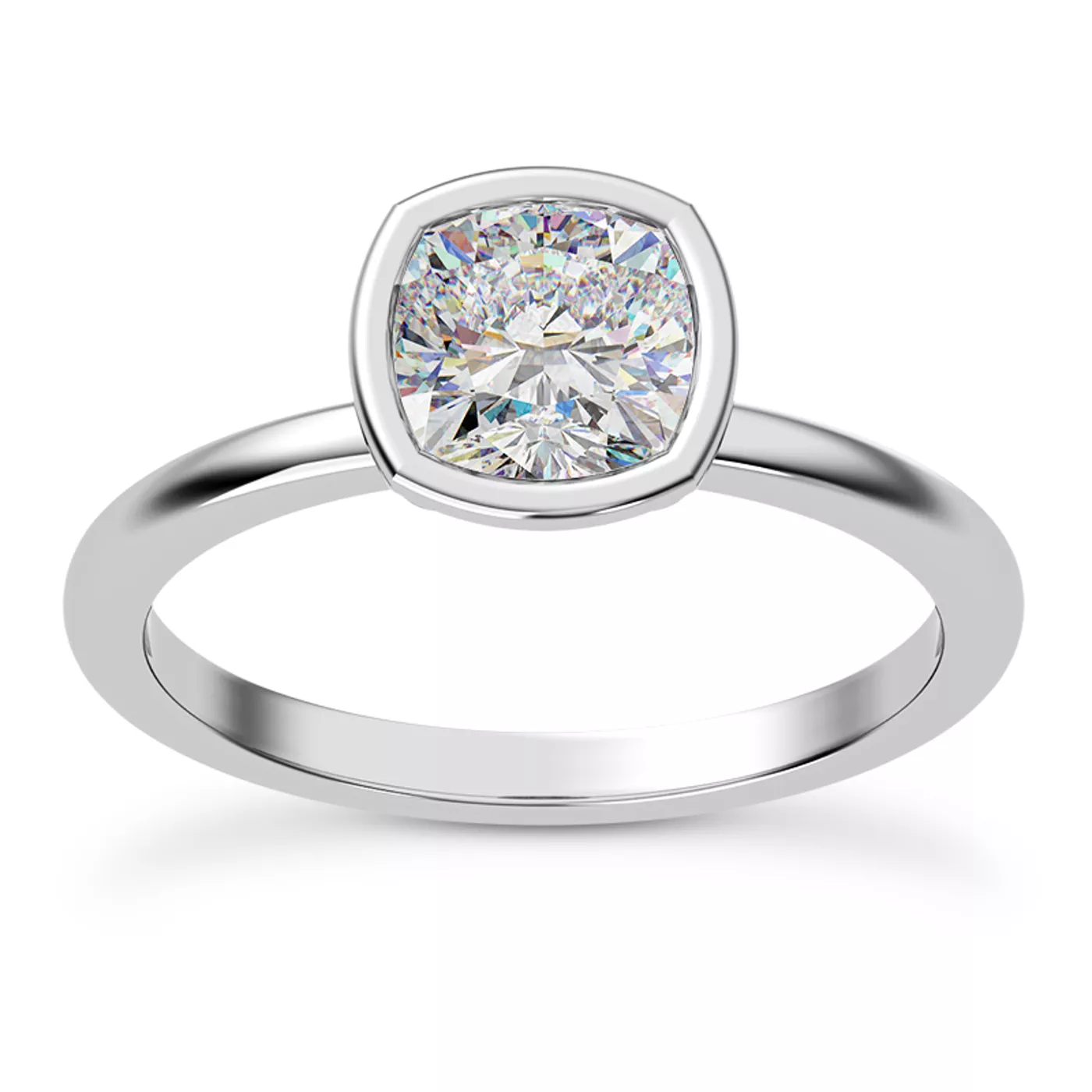 Bezel-Set Center Platinum Engagement Ring