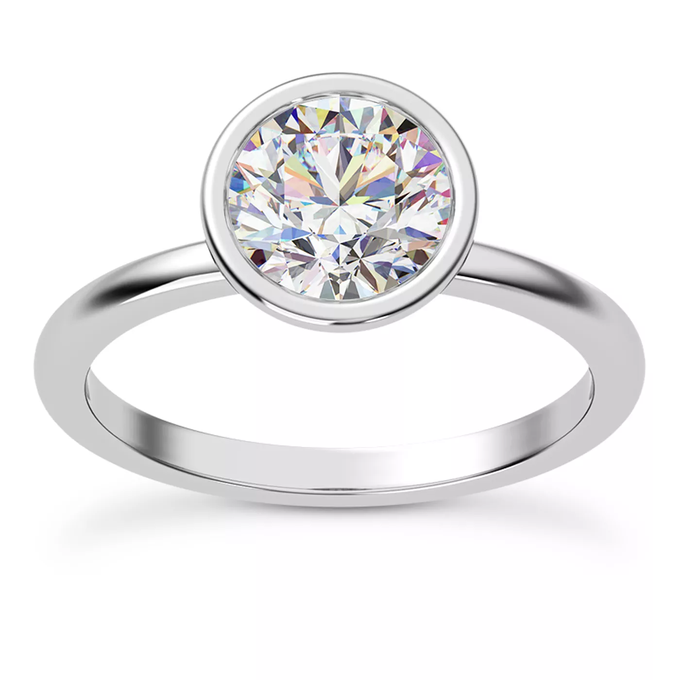 Bezel-Set Center Platinum Engagement Ring