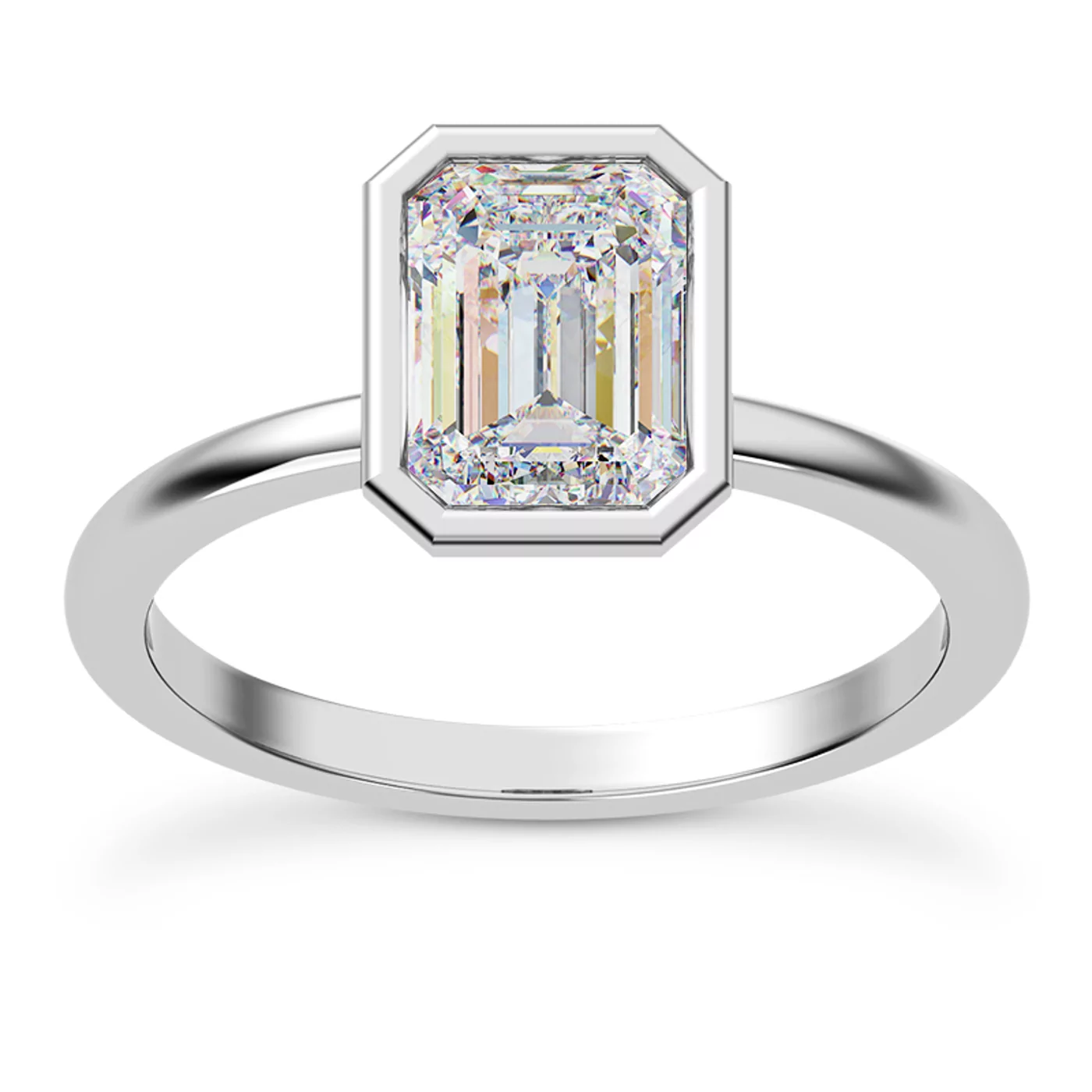 Bezel-Set Center Platinum Engagement Ring